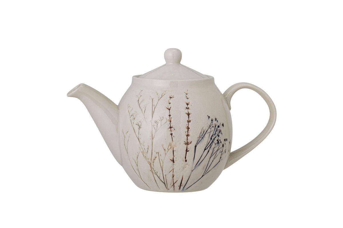 Théière Flora – Grès avec glaçure craquelée et motif floral