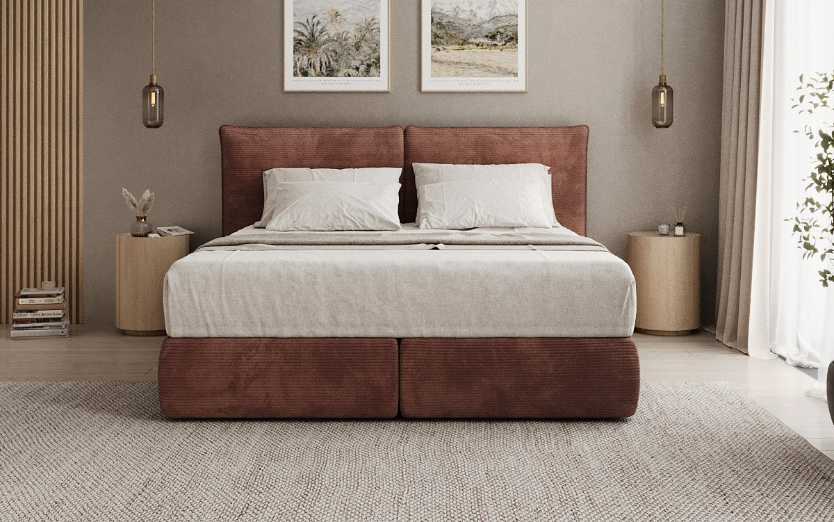 Lit boxspring Pillo en Côtelé