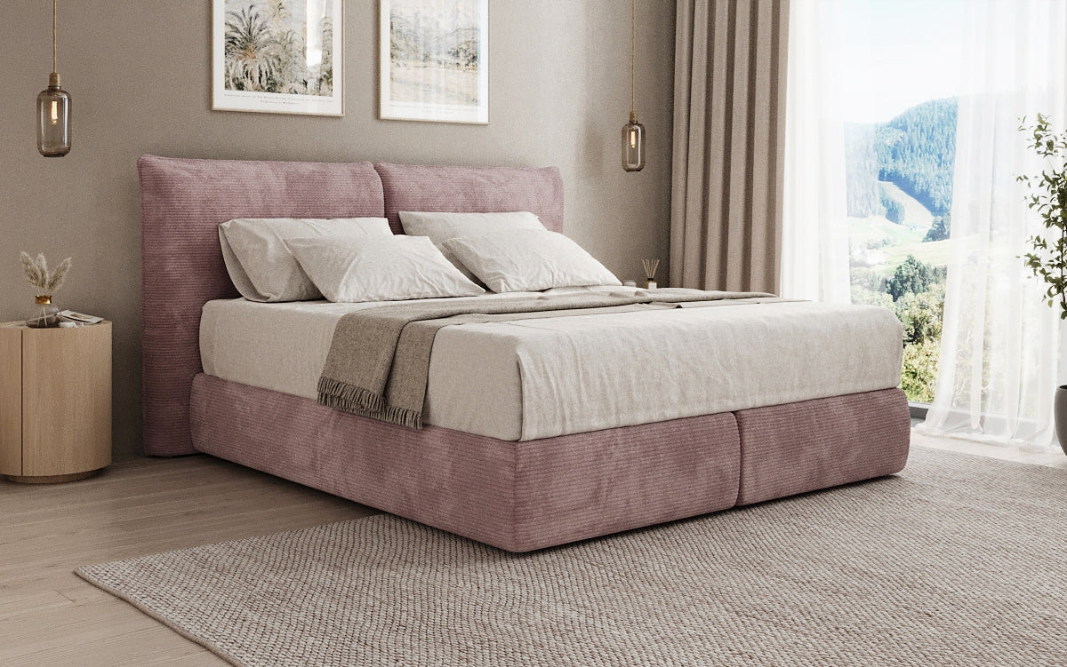 Lit boxspring Pillo en Côtelé