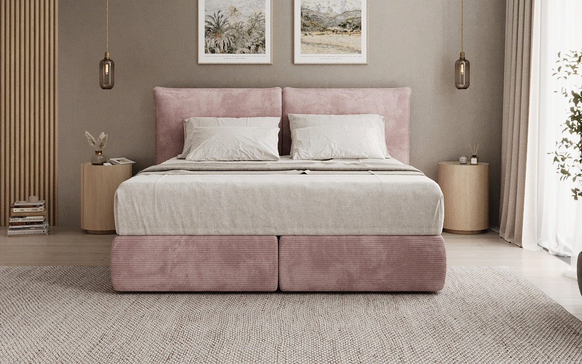 Lit boxspring Pillo en Côtelé