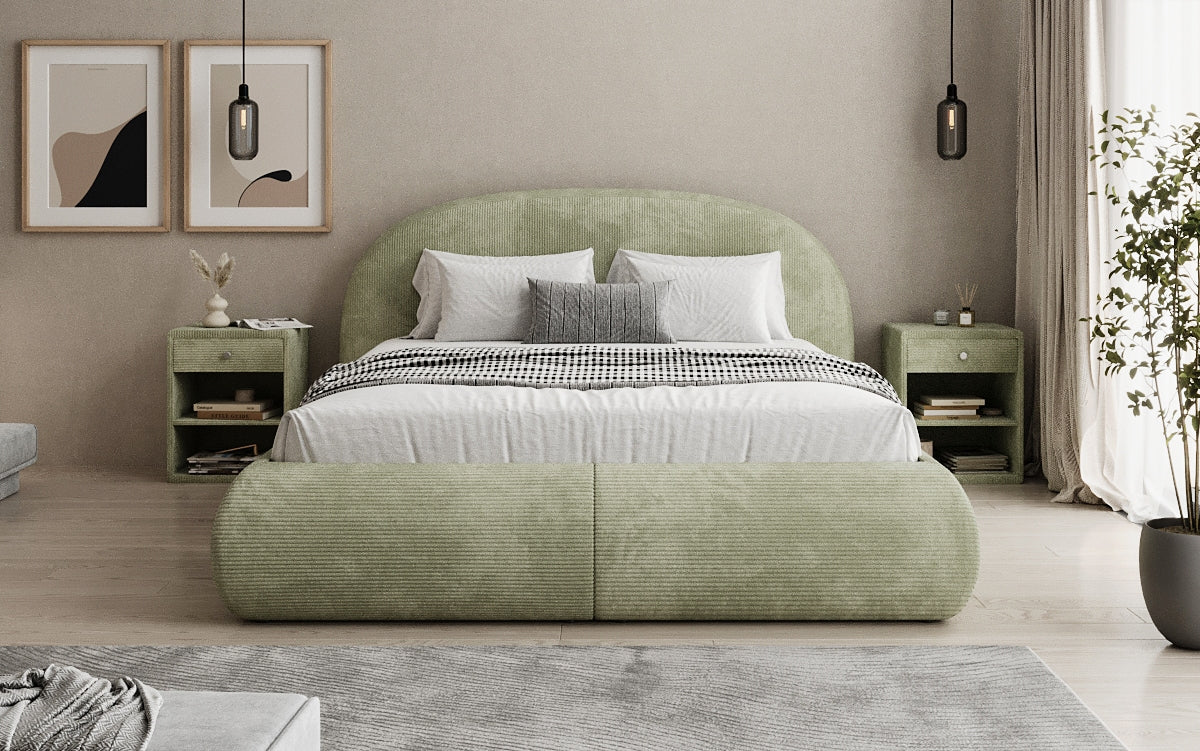Lit rembourré design Loop en Côtelé avec rangement