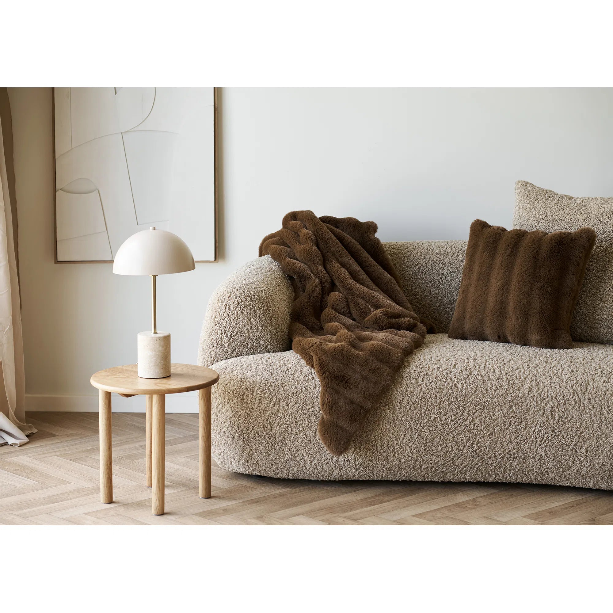 Flausch - Coussin décoratif Tao en fourrure synthétique marron 45x45 cm