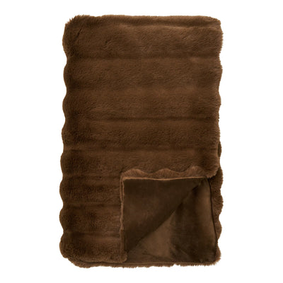 Couvre-lit en peluche Tao en Fourrure synthétique Marron 130x180 cm