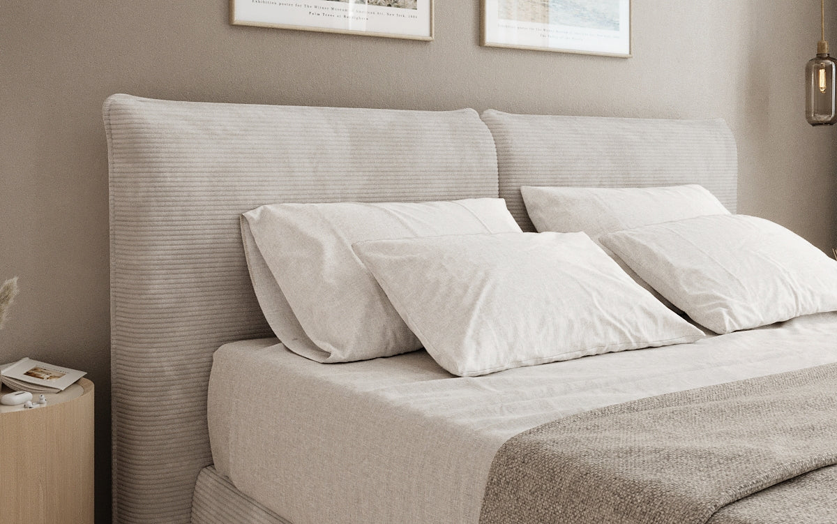 Lit boxspring Pillo en Côtelé