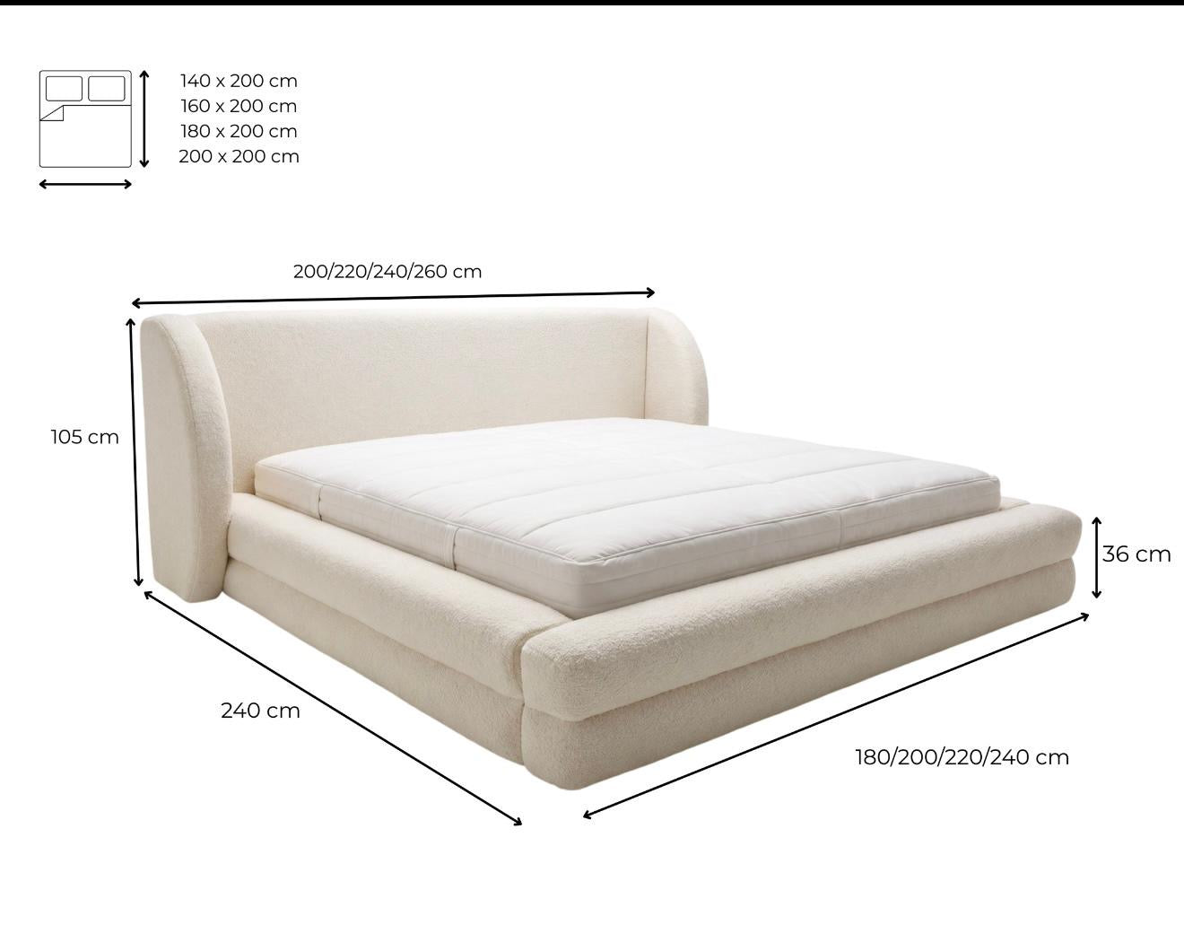 Lit rembourré design Liv en Velours avec espace de rangement