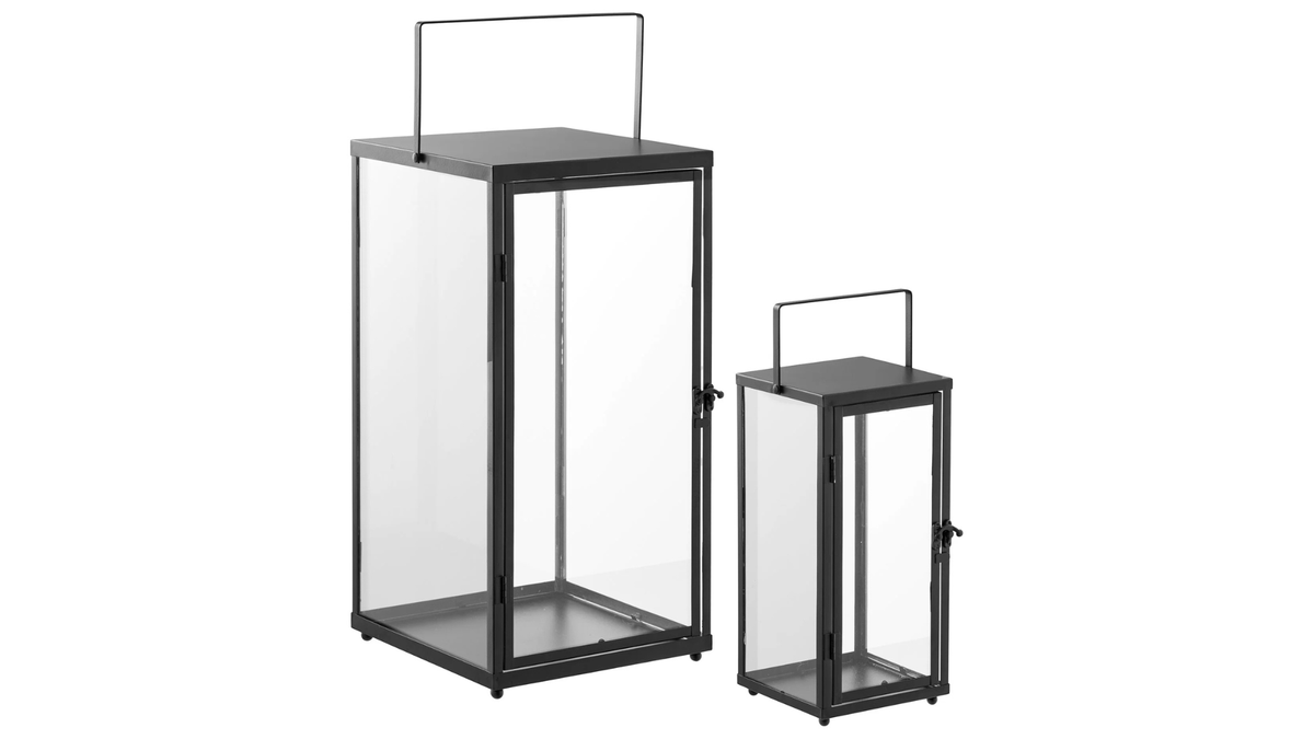 Lot de 2 lanternes Felli - avec cadre en métal noir