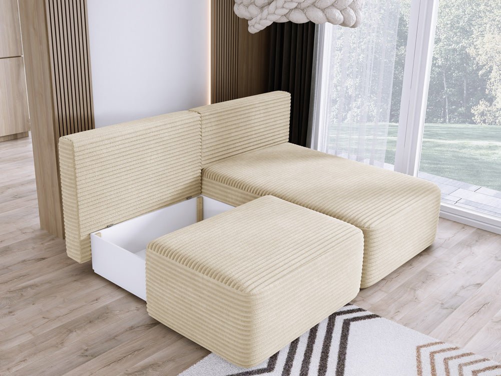 Canapé design Tilia Côtelé avec fonction couchage et rangement