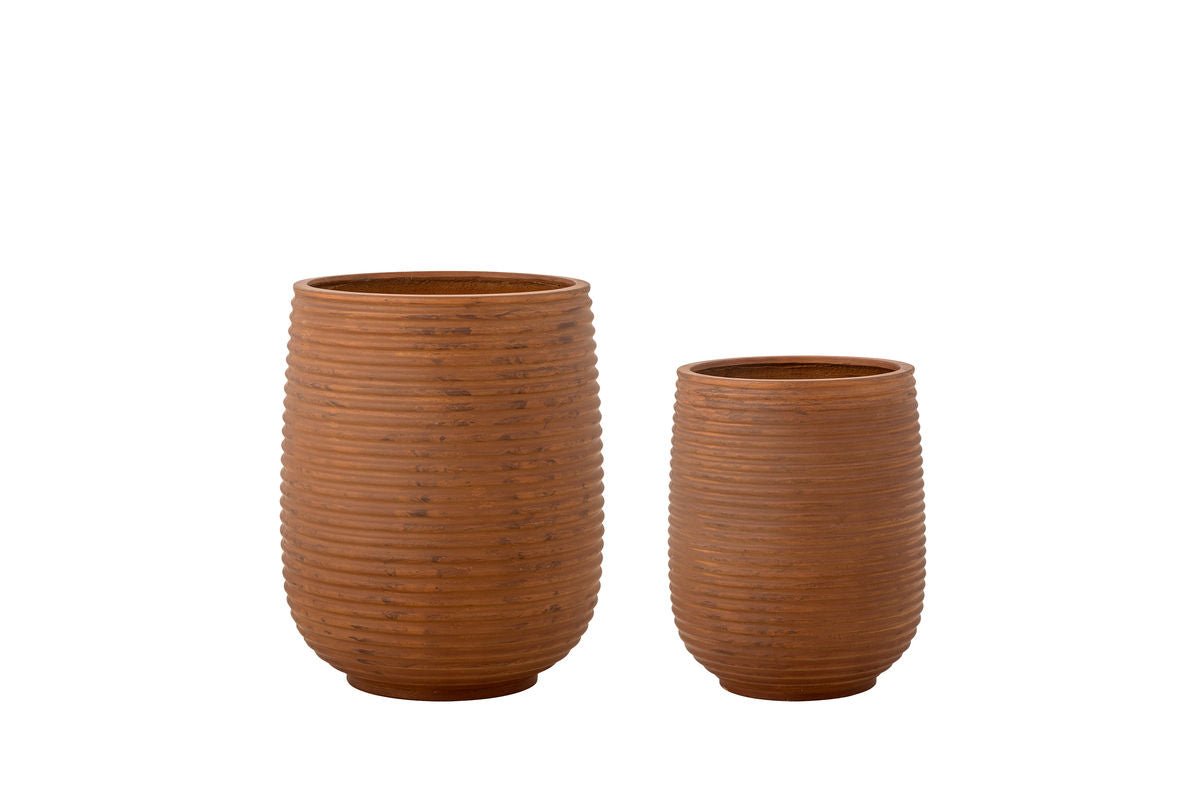 Ensemble de pots à fleurs « Rustea » – Marron aspect rouille (2 pièces)
