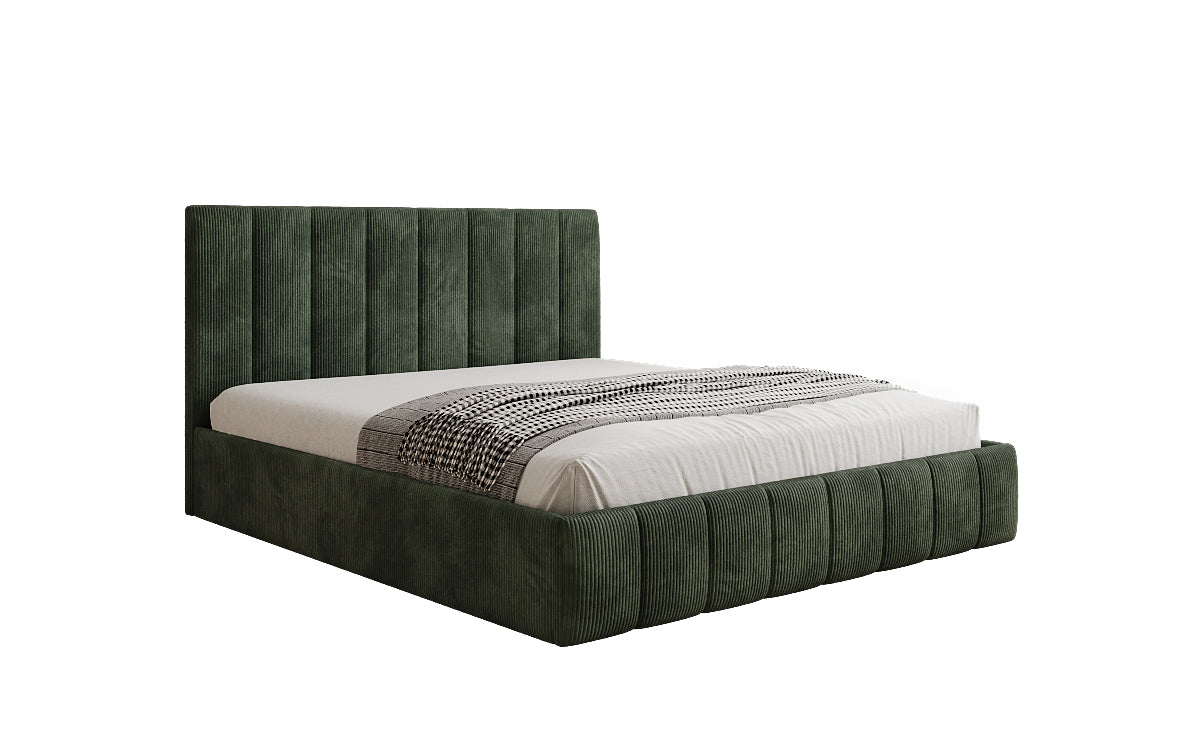 Lit rembourré design Mila en Côtelé avec espace de rangement