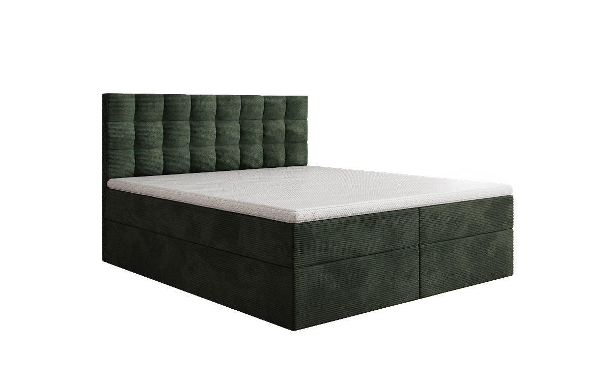 Lit boxspring Como en Côtelé avec rangement