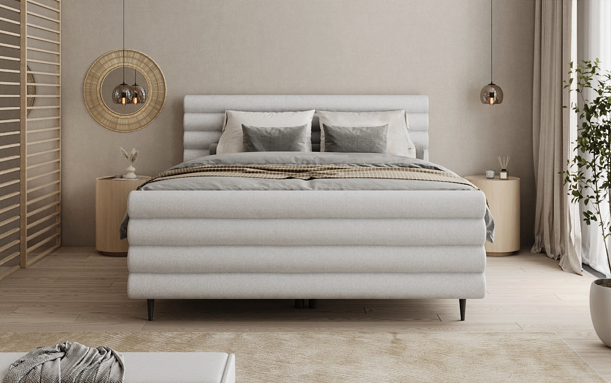 Boxspringbett Tubo in Strukturstoff mit Stauraum