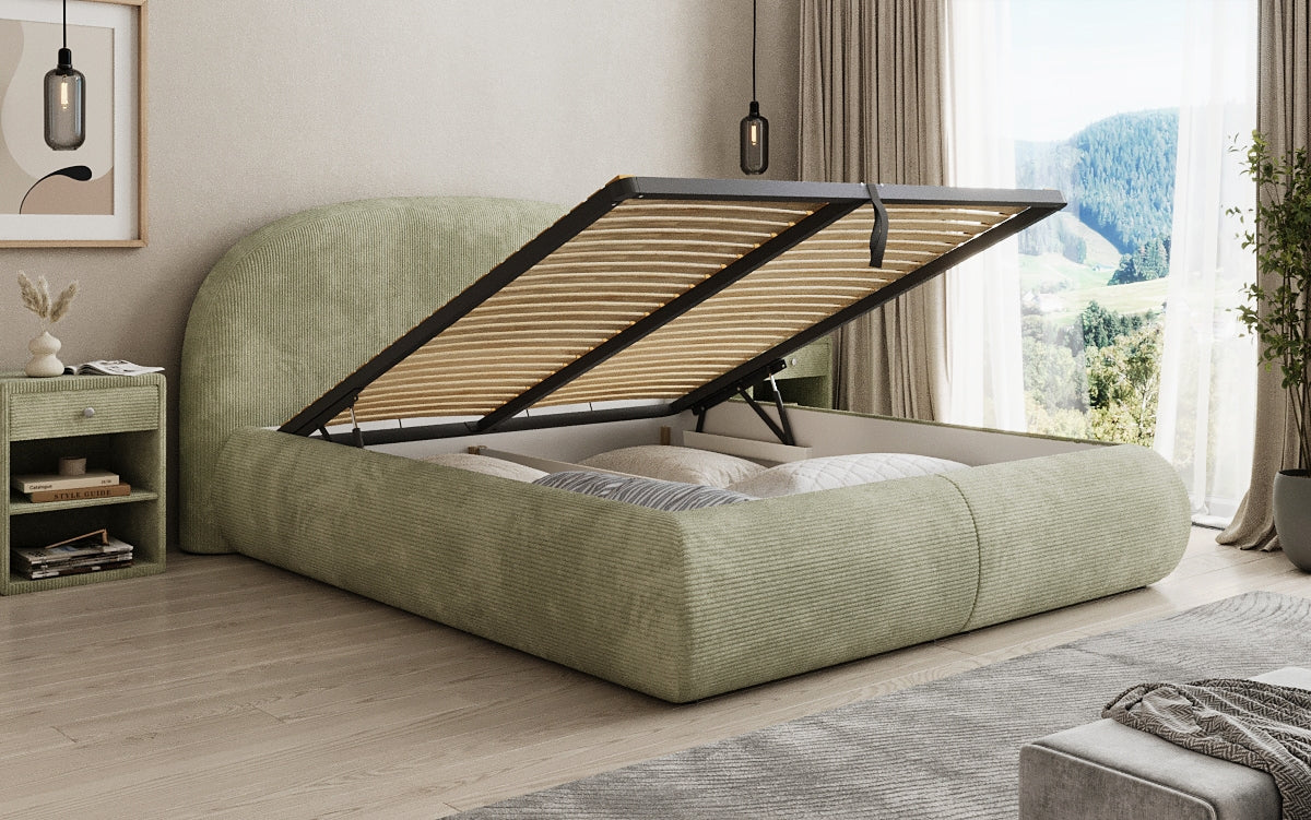 Lit rembourré design Loop en Côtelé avec rangement