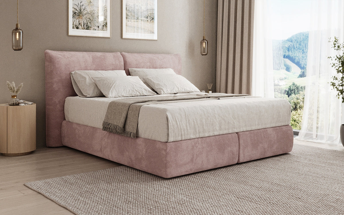 Lit boxspring Pillo en Côtelé