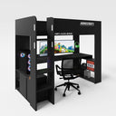 Lit mezzanine gaming Minecraft BaseCamp avec bureau et étagère
