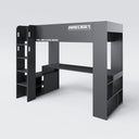 Lit mezzanine gaming Minecraft BaseCamp avec bureau et étagère