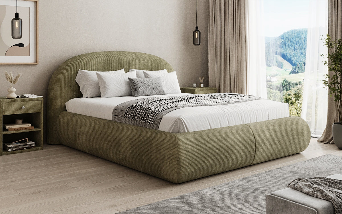 Lit rembourré design Loop en Côtelé avec rangement