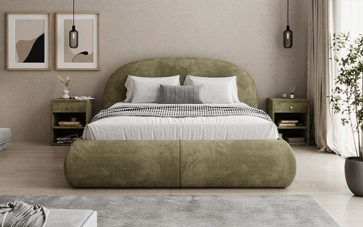 Lit rembourré design Loop en Côtelé avec rangement