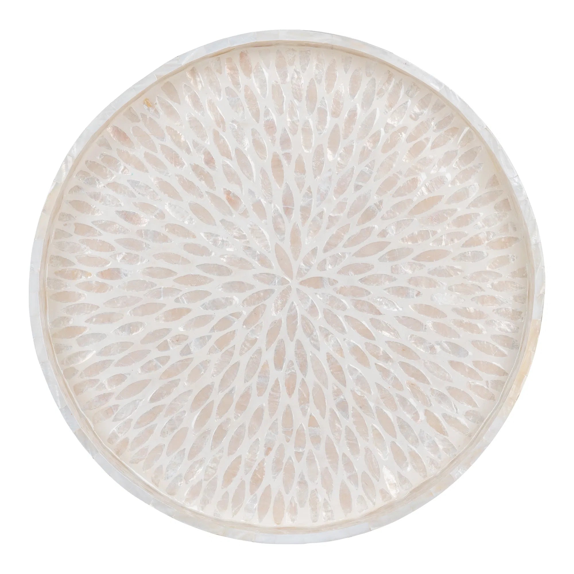 Plateau « Mavira » – Design rond en bambou avec surface en capiz