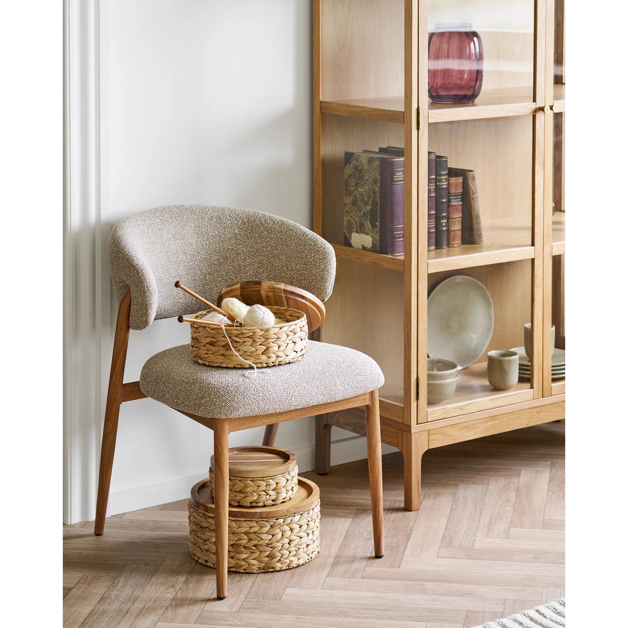 Paniers de rangement Vardina - fabriqués en jacinthe d'eau avec couvercle (lot de 3)