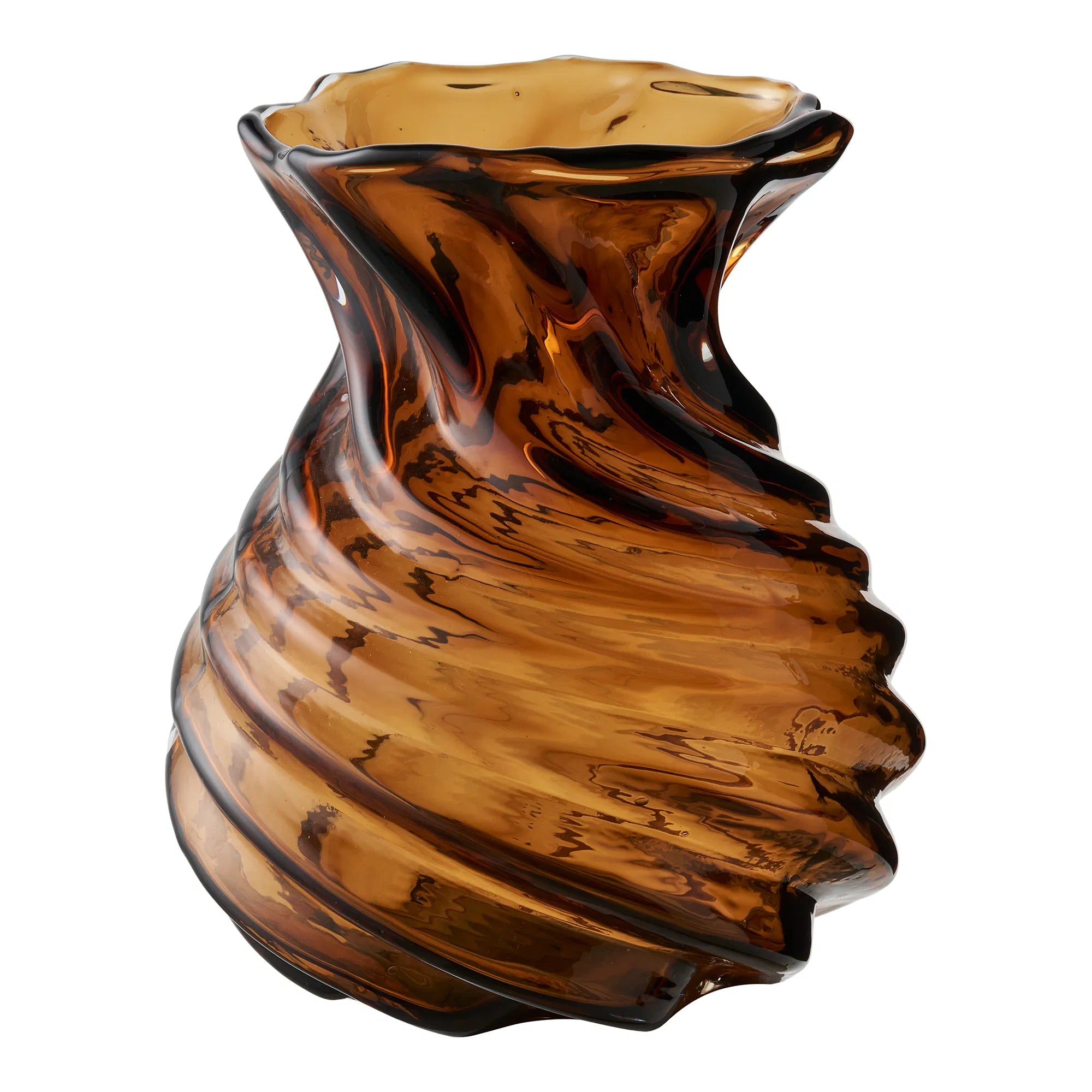 Vase Terra – verre brun fumé avec effet tournant