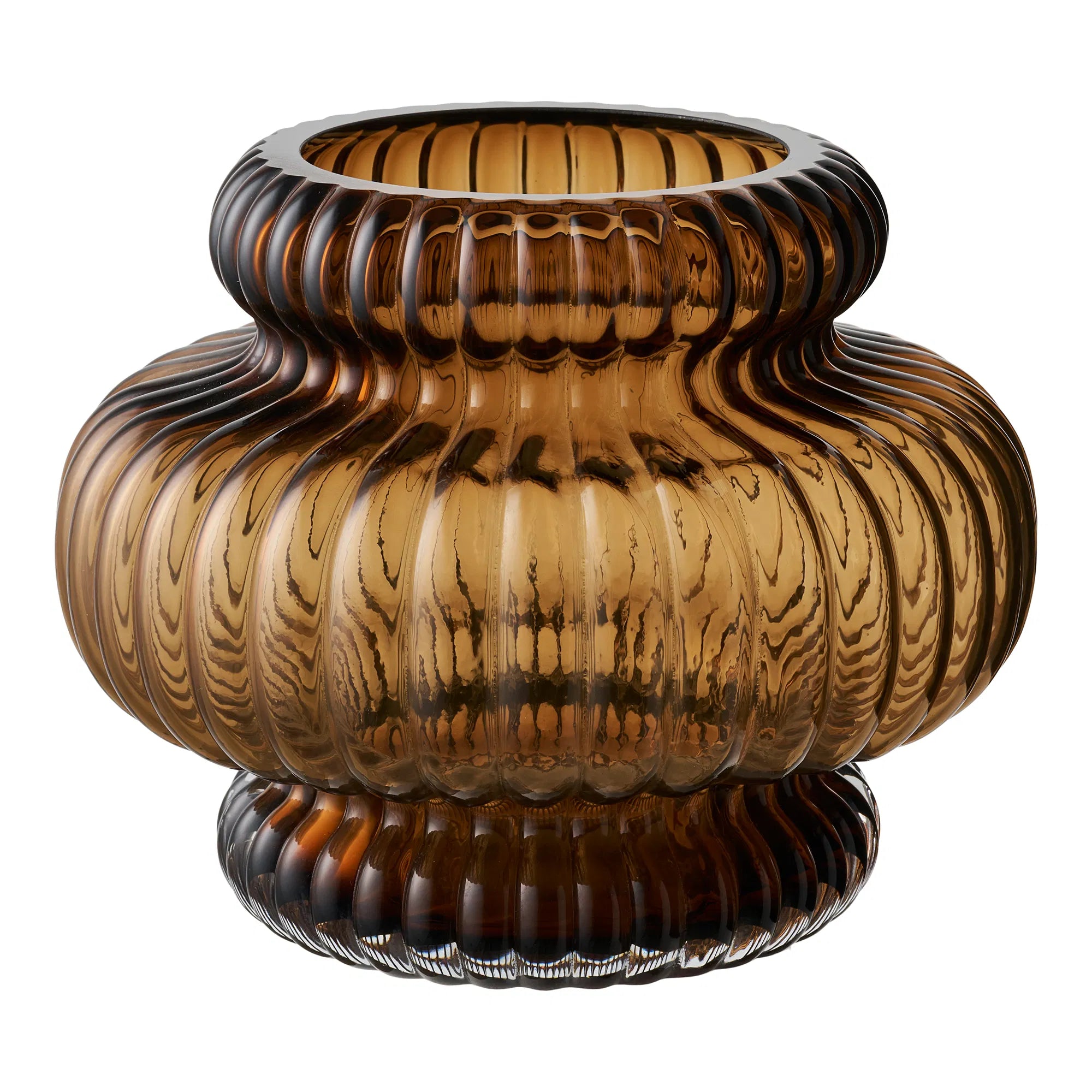 Vase « Clara » – Verre grillé en brun fumé