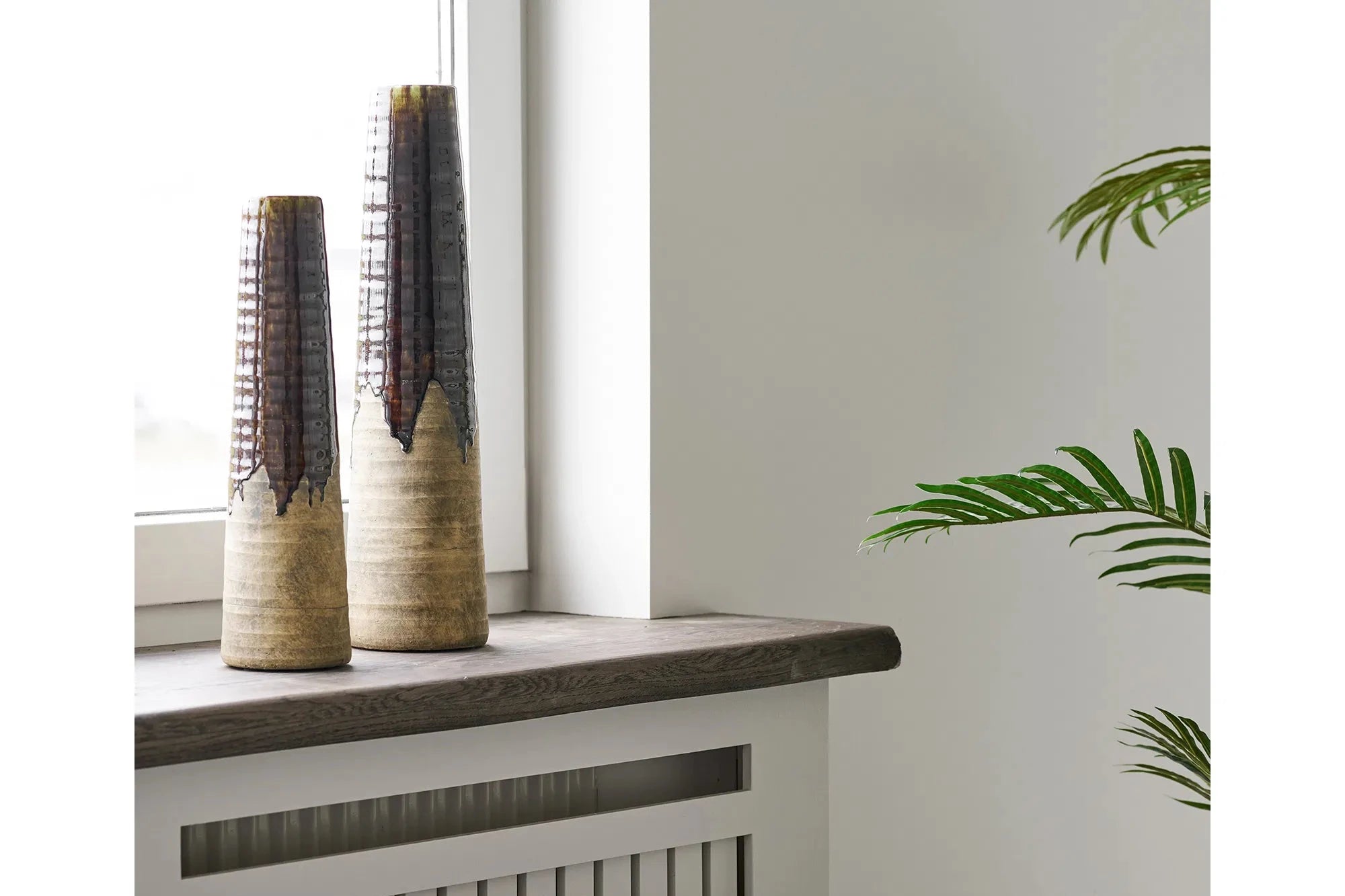 Vase Jorvane - vase en céramique noble marron - grand