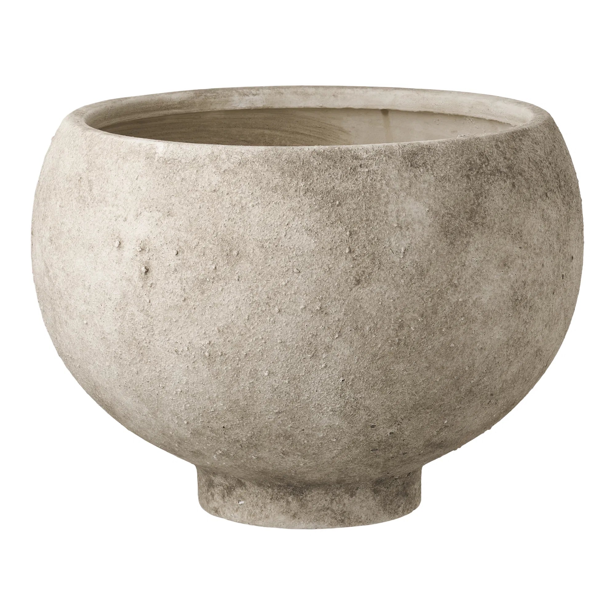 Pot de fleurs « Silvano » – design en céramique grise en forme de bol rond