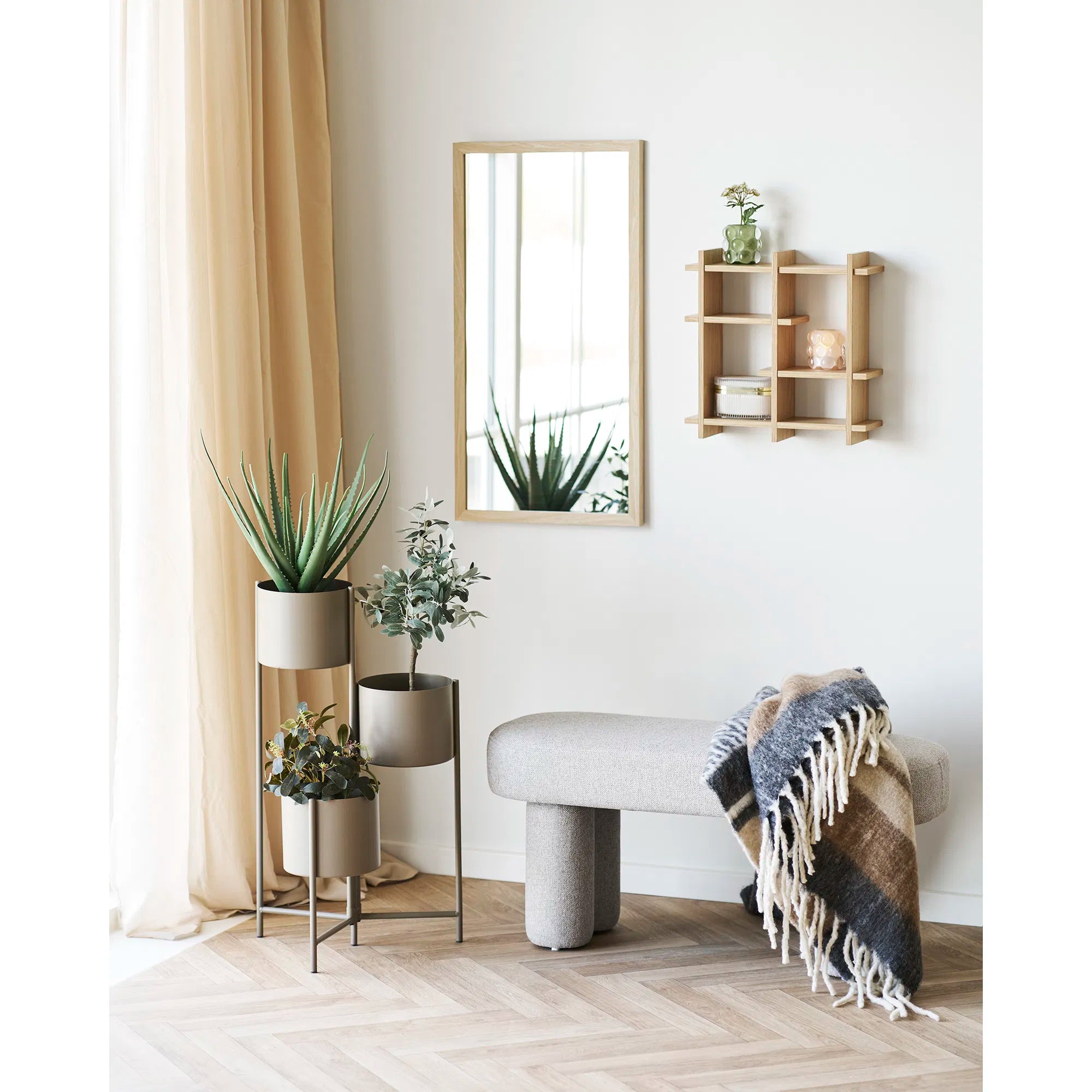 Pot de fleurs « Marven » – acier laqué Marron avec design moderne en 3 parties