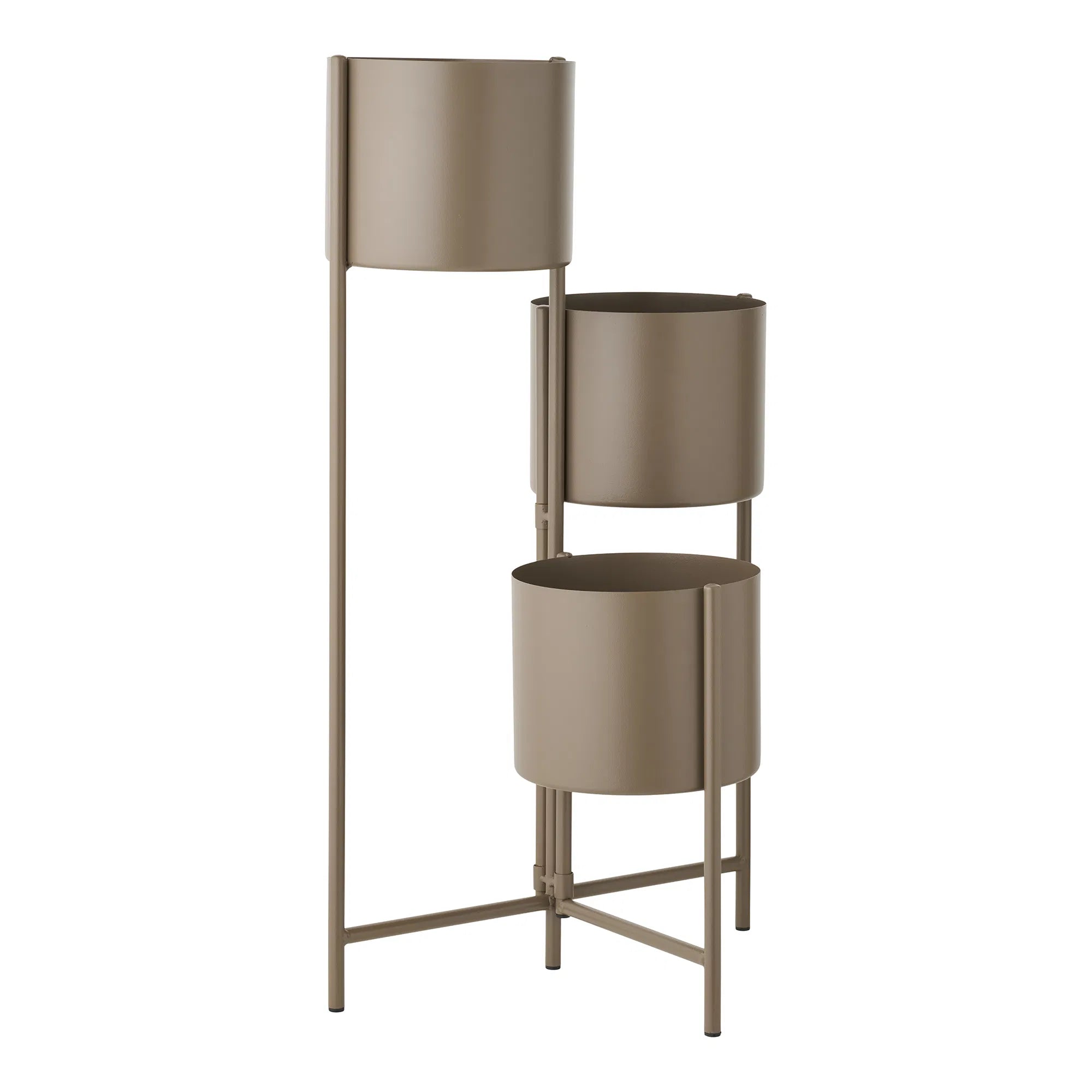 Pot de fleurs « Marven » – acier laqué Marron avec design moderne en 3 parties