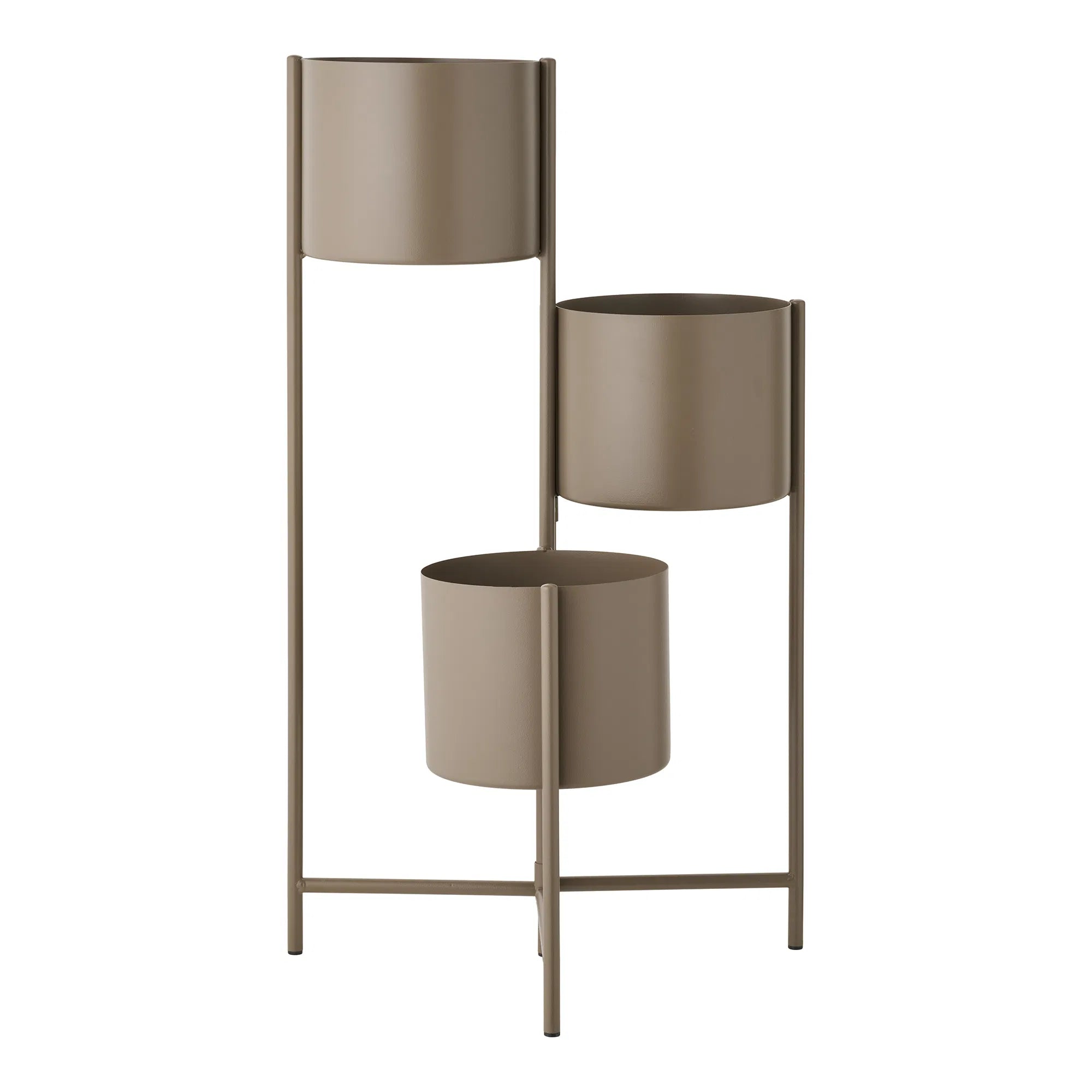 Pot de fleurs « Marven » – acier laqué Marron avec design moderne en 3 parties