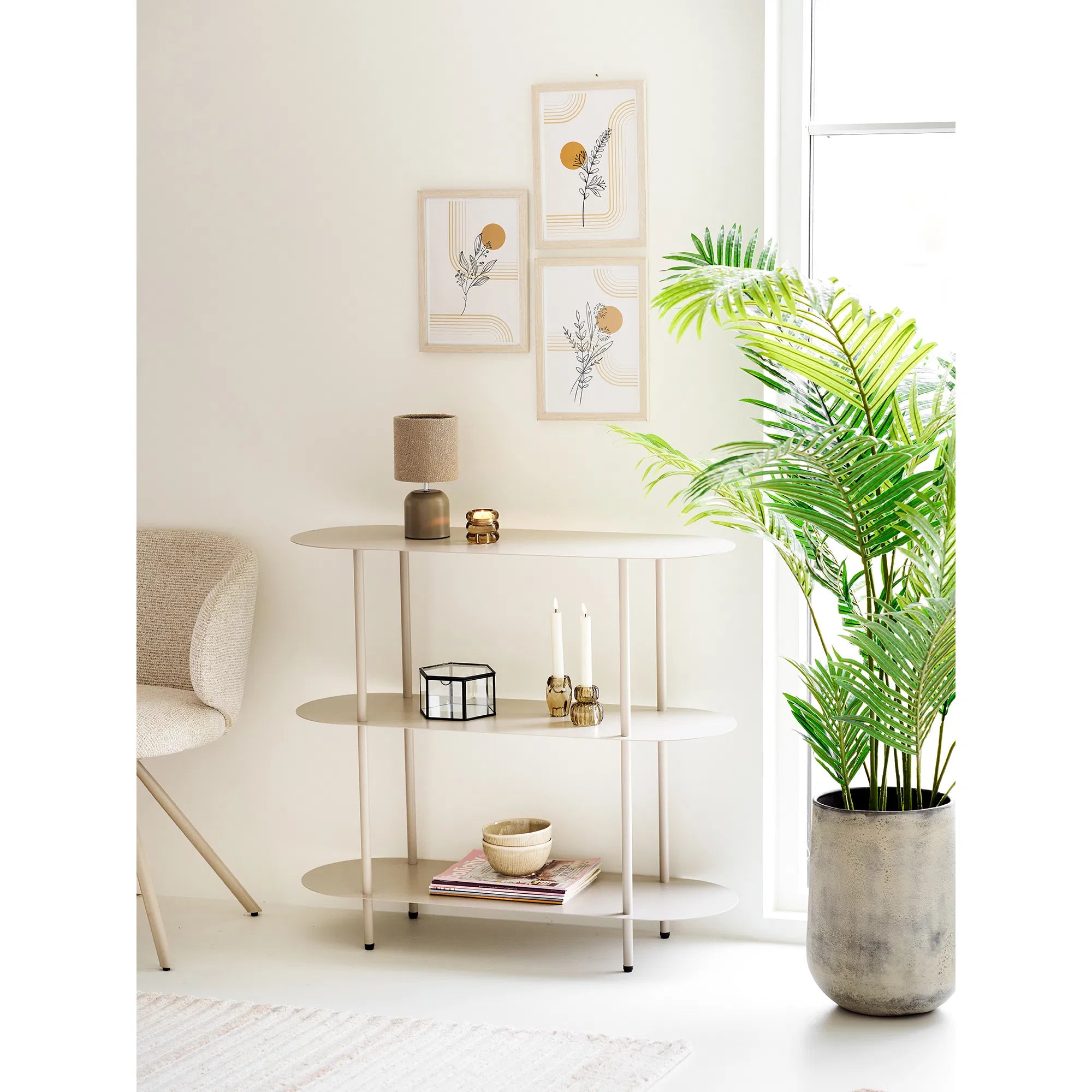 Vase Narvella - en métal avec finition beige antique (lot de 2)