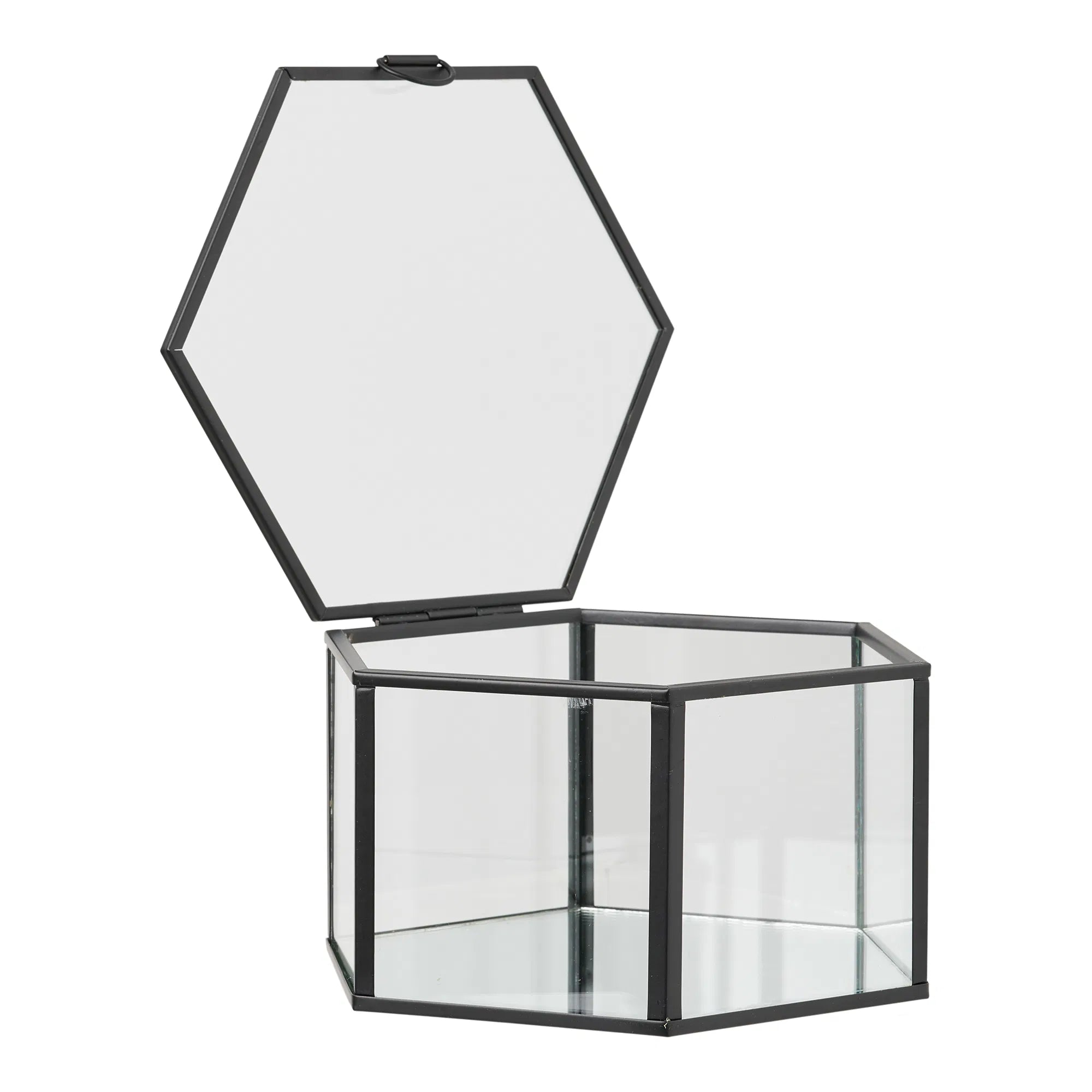 Boîte de rangement Varnelle - en verre avec cadre en métal (lot de 2)