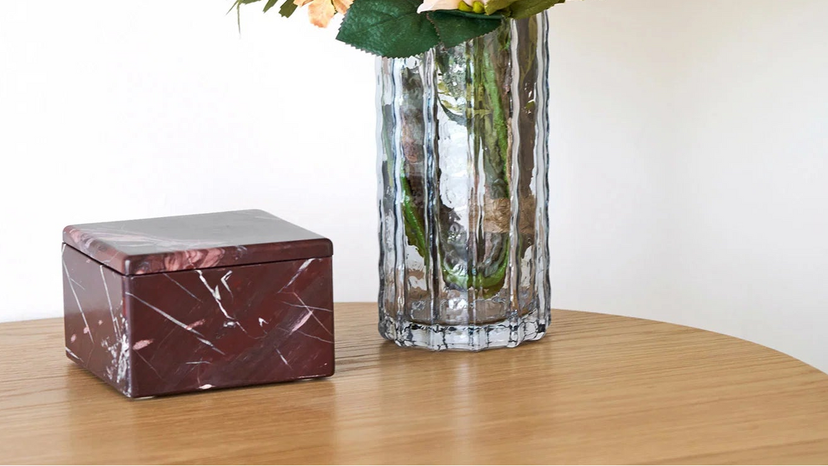 Boîte de rangement Jari - avec couvercle en marbre
