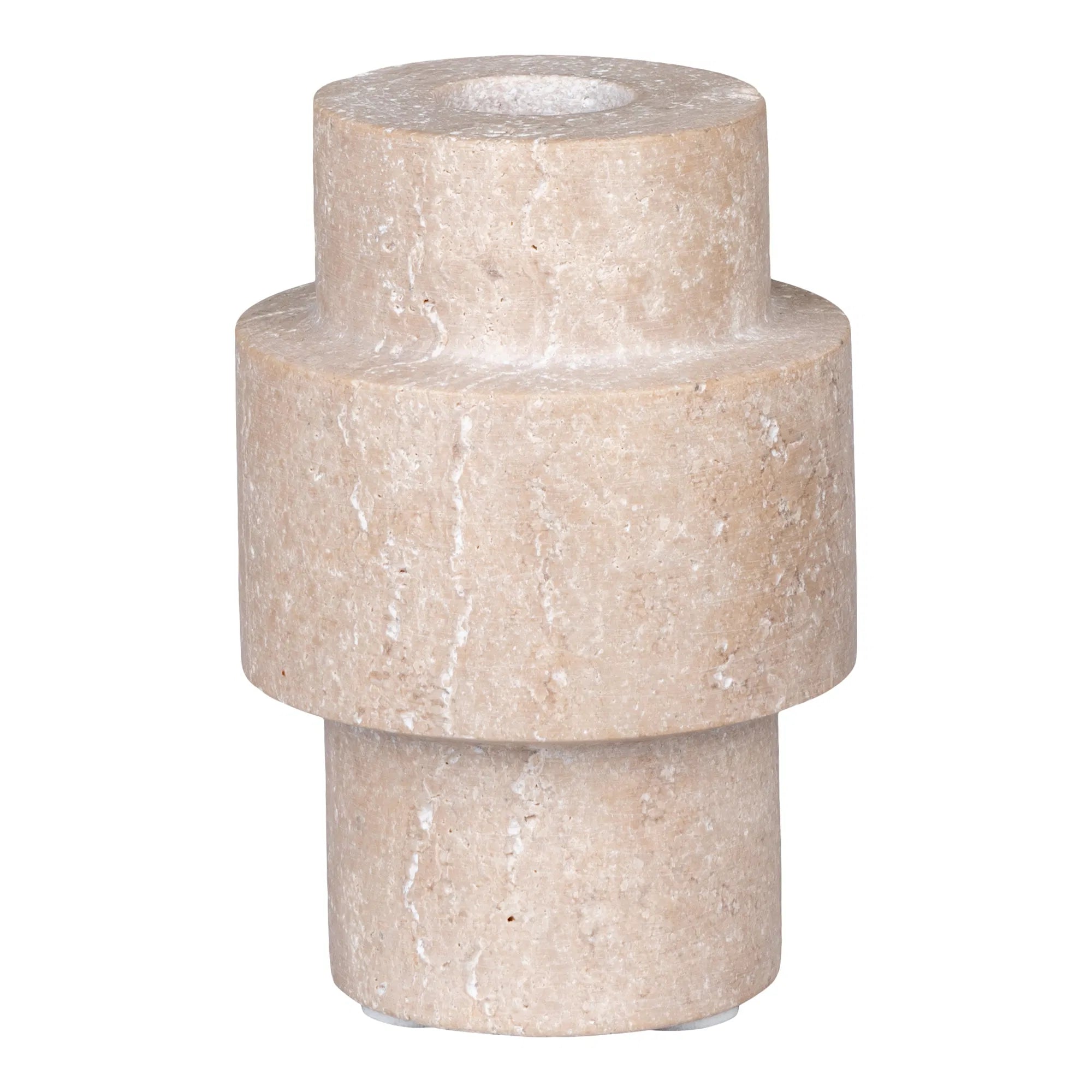 Ensemble de porte-bougies "Traverno Duo" – design en pierre naturelle en travertin