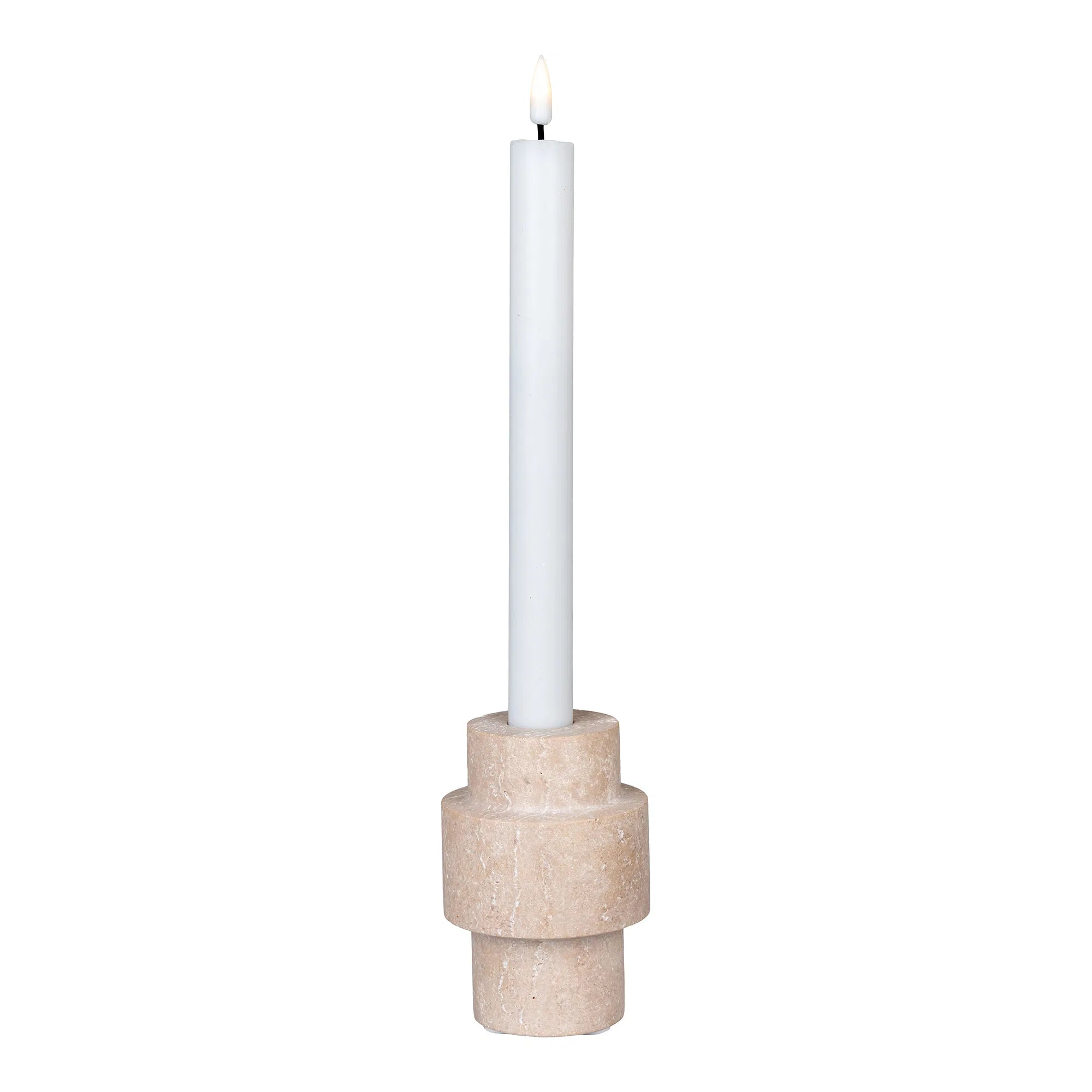 Ensemble de porte-bougies "Traverno Duo" – design en pierre naturelle en travertin