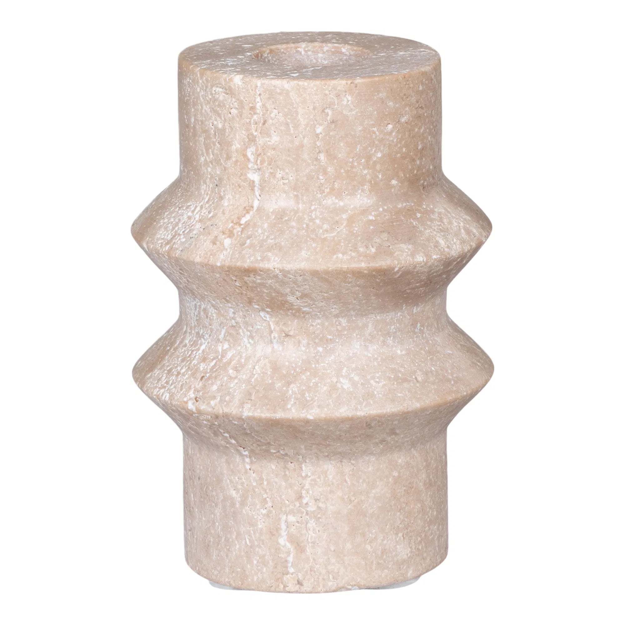 Ensemble de porte-bougies "Traverno Duo" – design en pierre naturelle en travertin