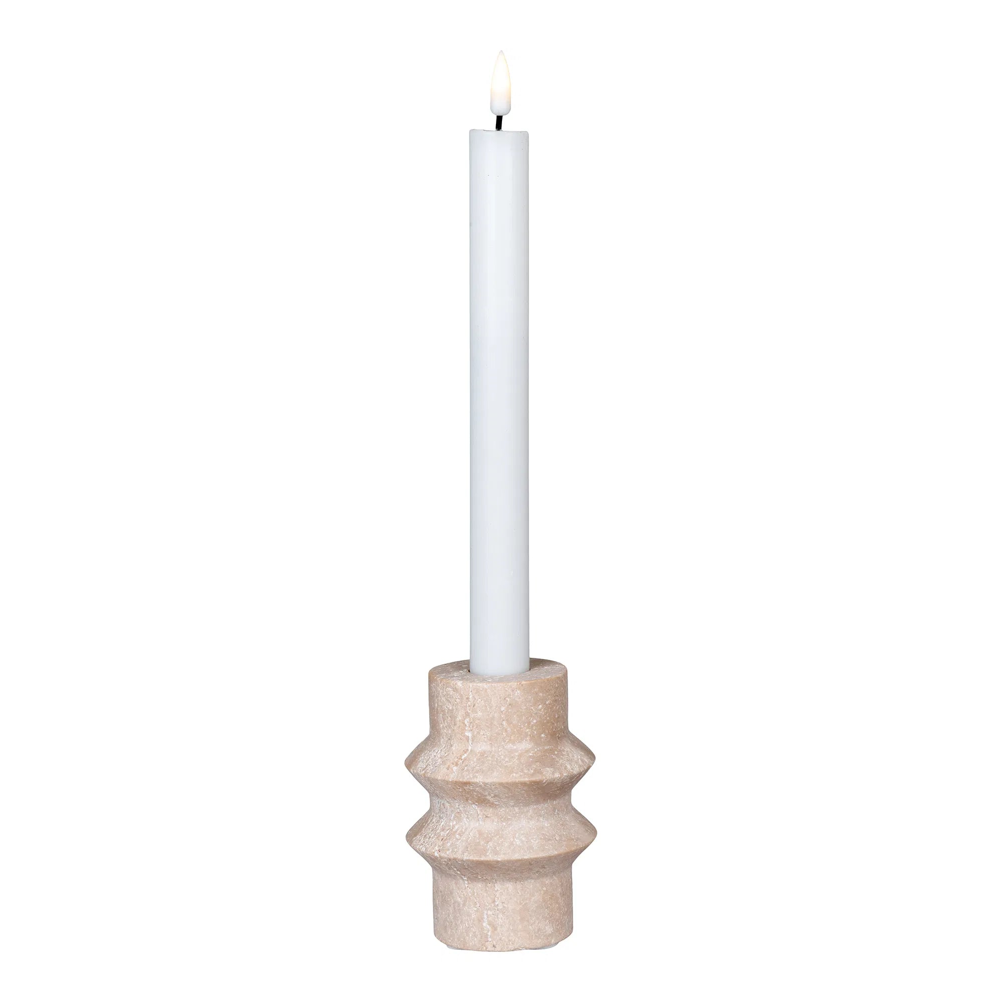 Ensemble de porte-bougies "Traverno Duo" – design en pierre naturelle en travertin