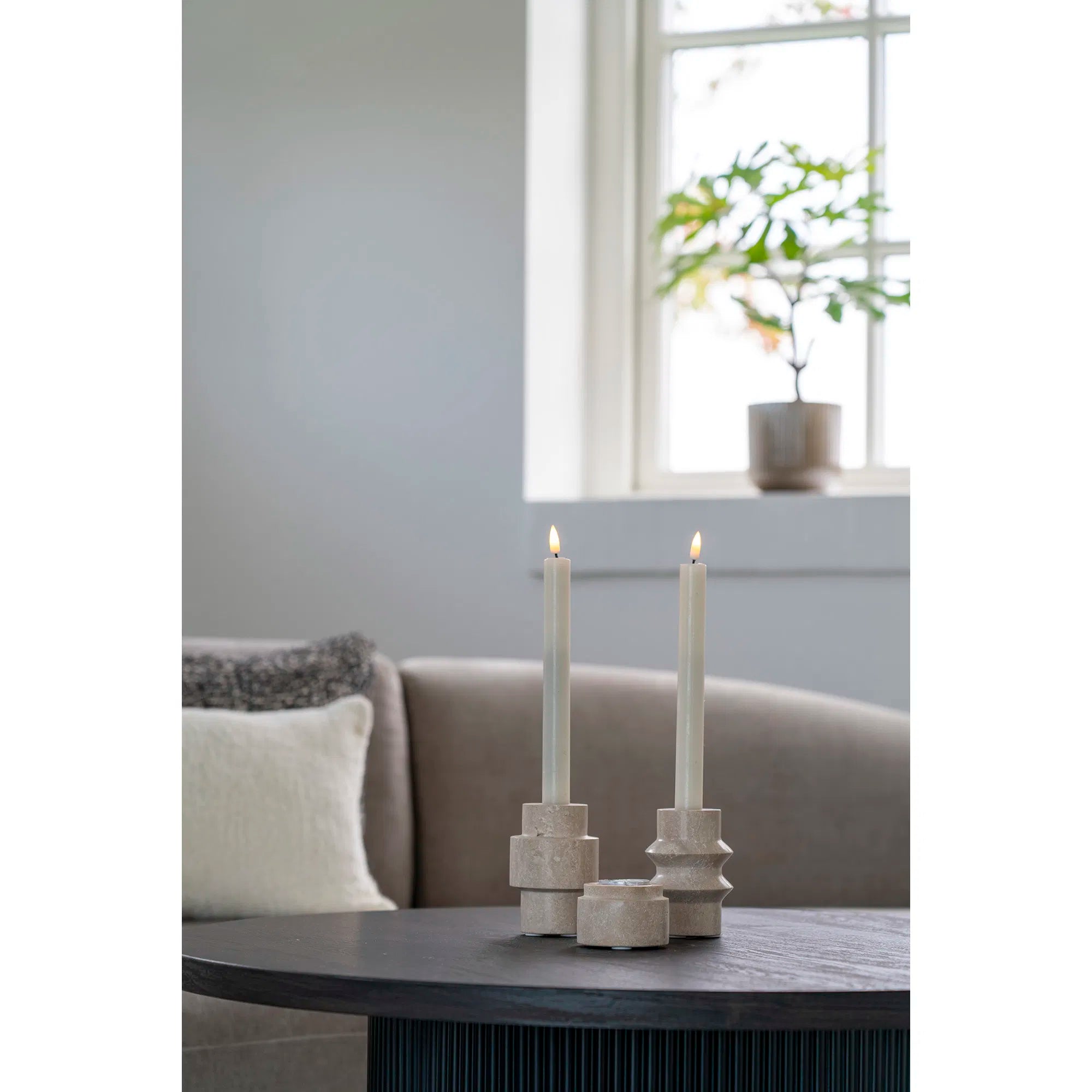 Ensemble de porte-bougies « Aurelio » – Travertin naturel