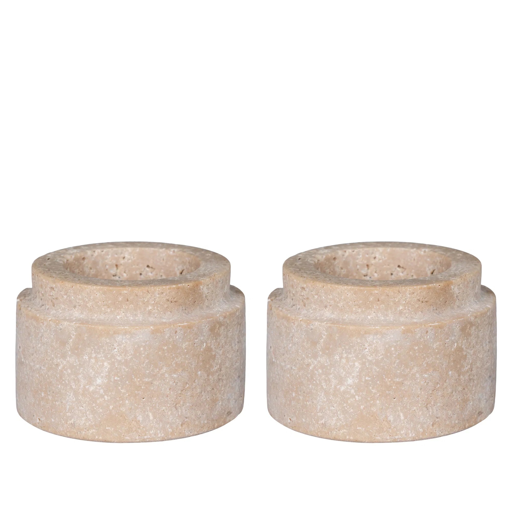 Ensemble de porte-bougies « Aurelio » – Travertin naturel
