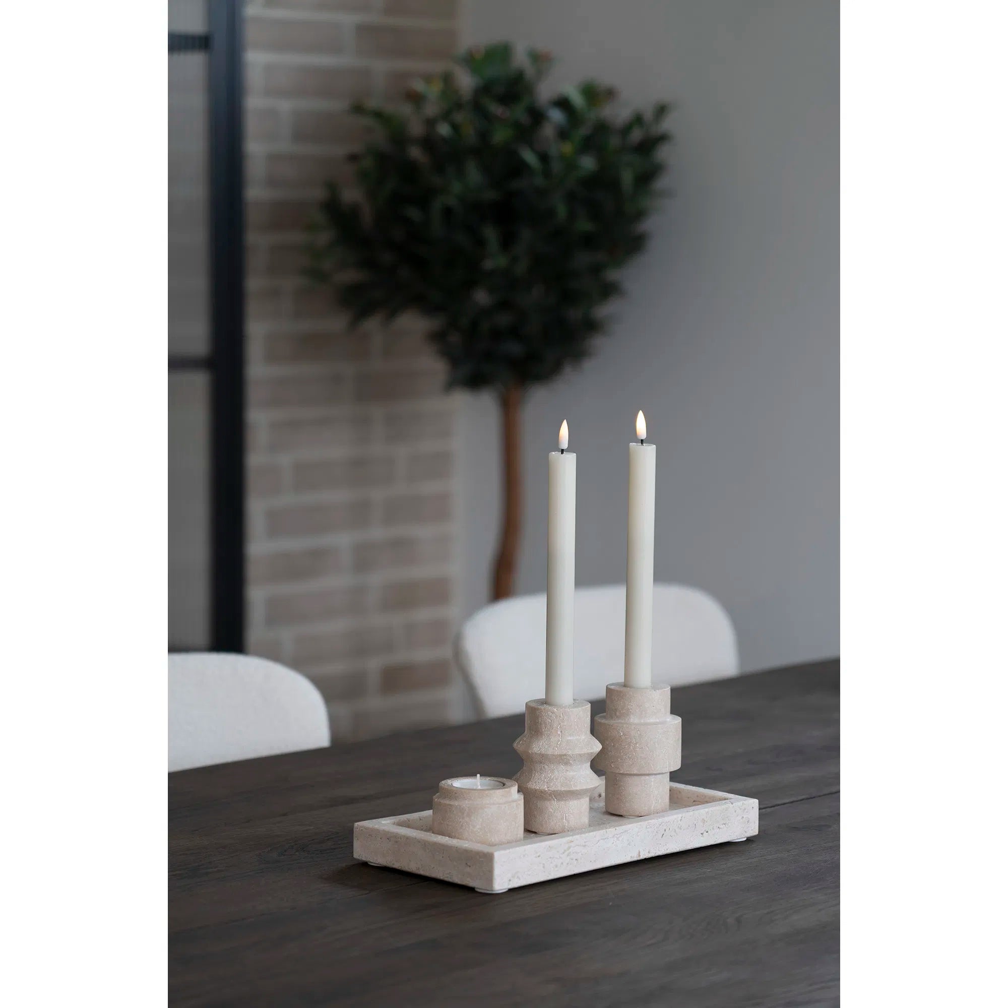 Ensemble de porte-bougies « Aurelio » – Travertin naturel