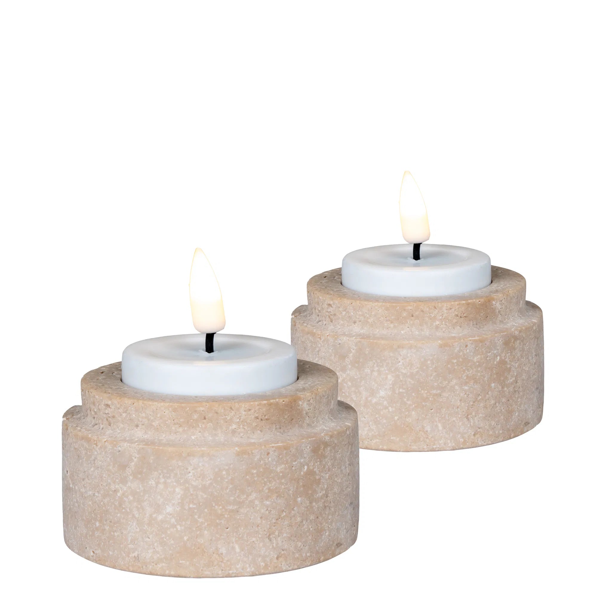 Ensemble de porte-bougies « Aurelio » – Travertin naturel