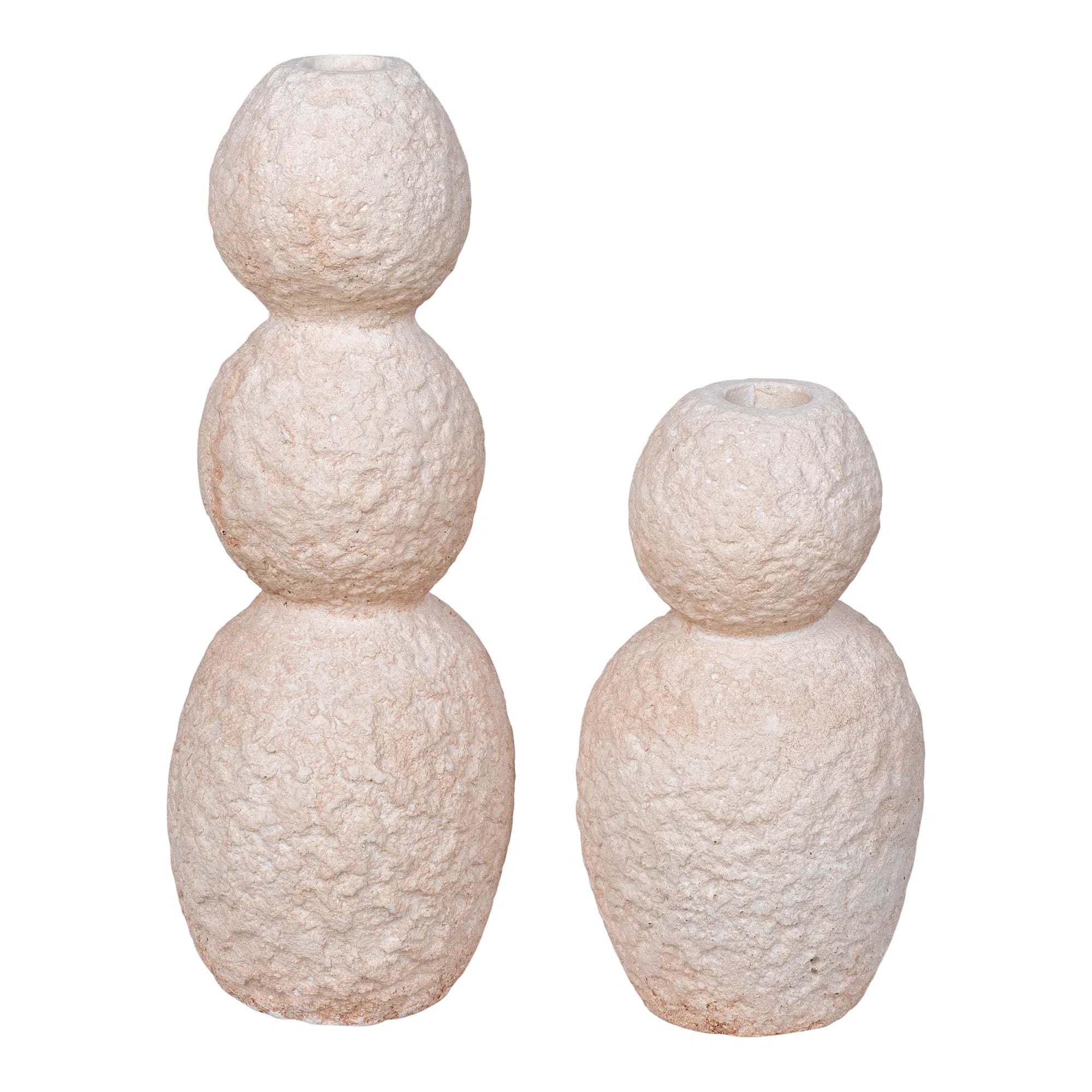 Ensemble de porte-bougies « Roccia Duo » – ciment en Beige