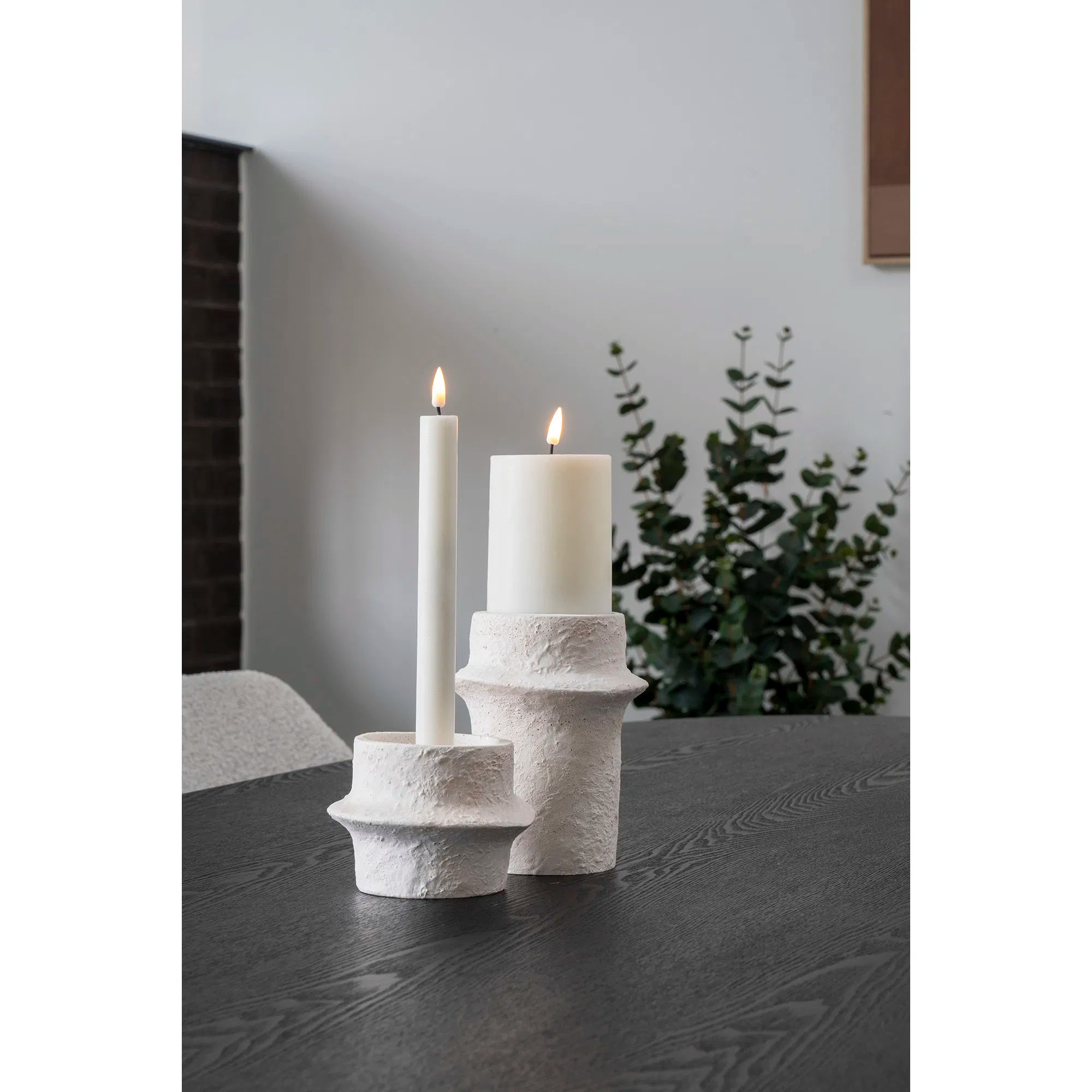 Kerzenhalter-Set „Bianco Duo“ – Zement in Weiß