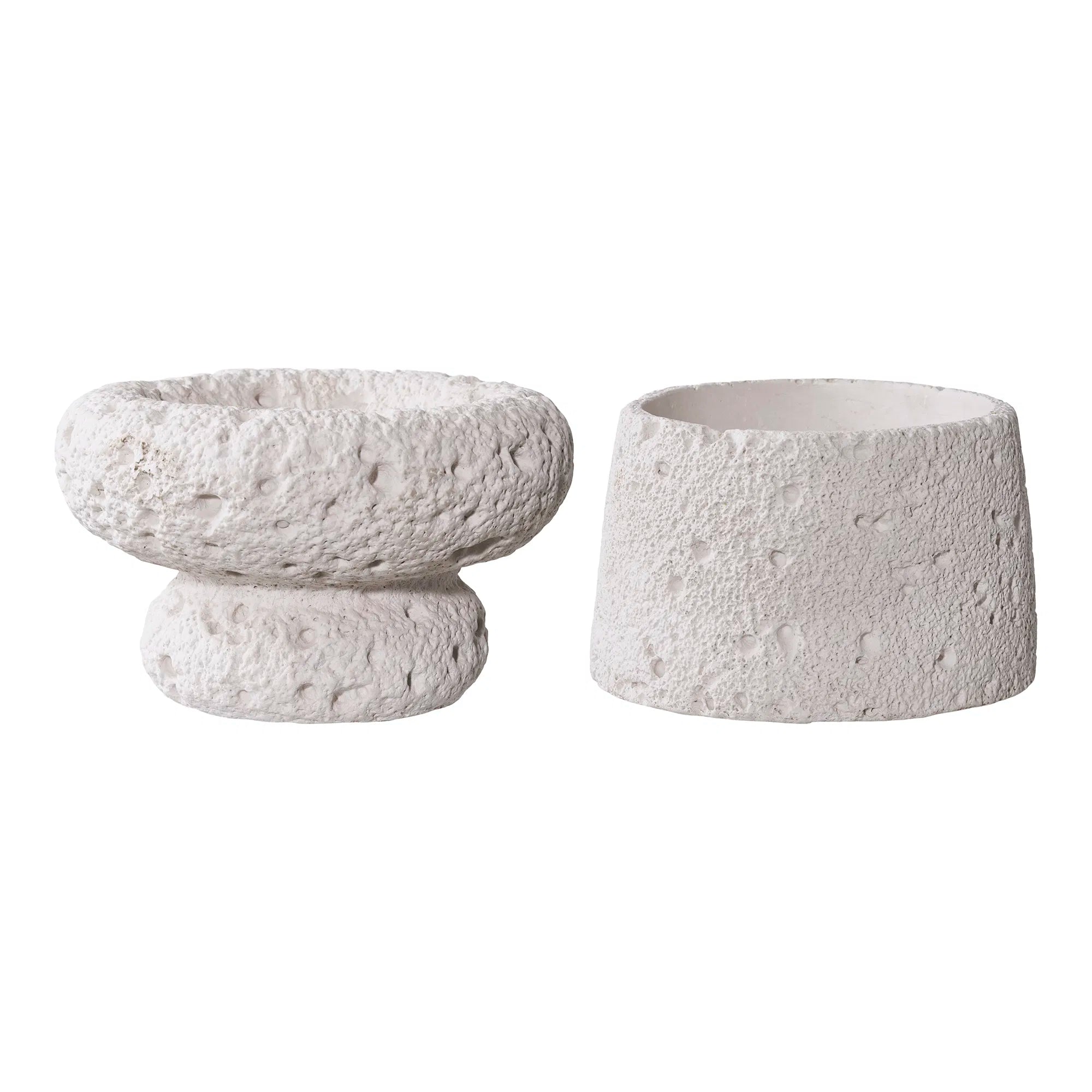 Ensemble de porte-bougies « Lunaro Duo » – Ciment en Gris