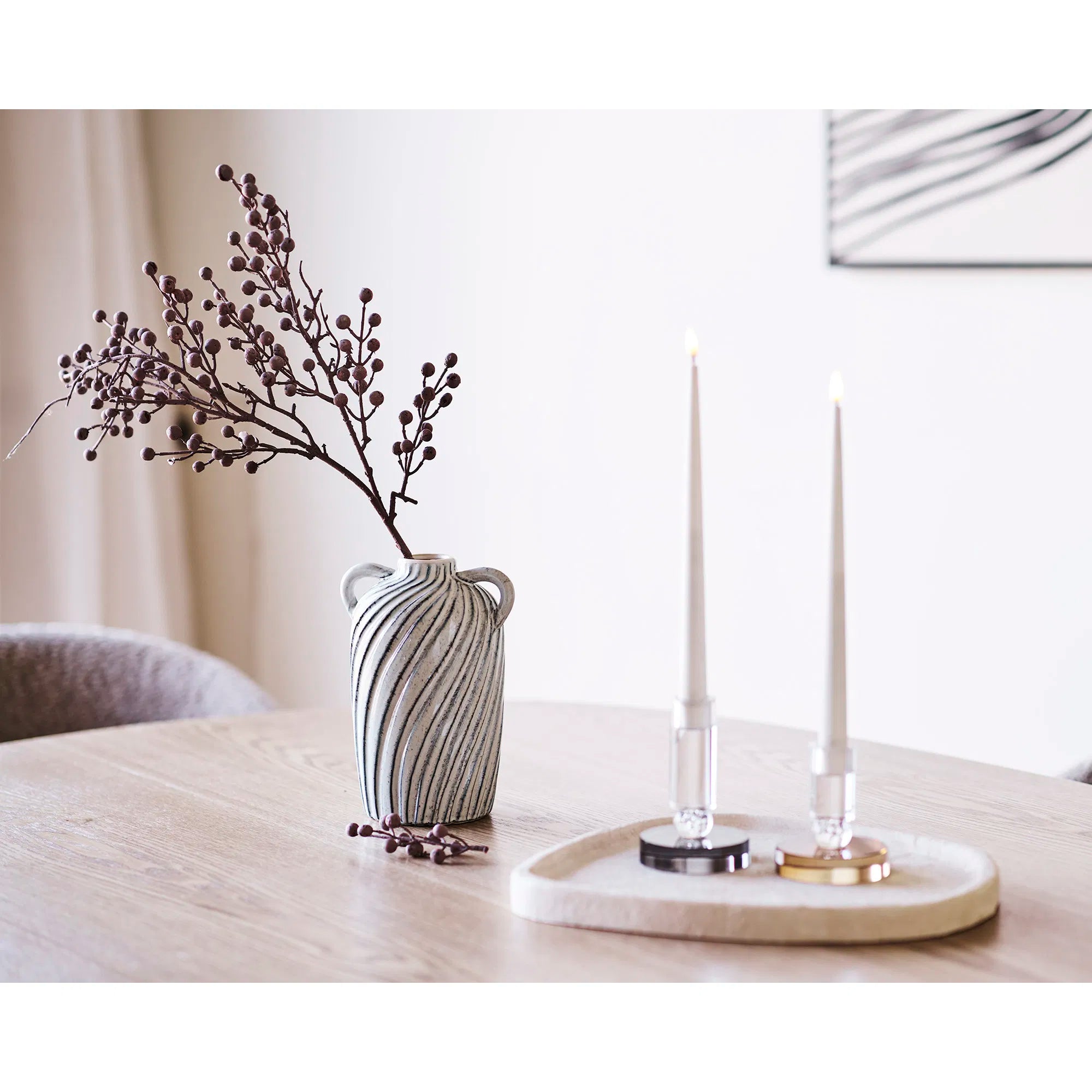 Cresto ensemble de porte-bougies (2 pièces) – Gris & Marron en verre