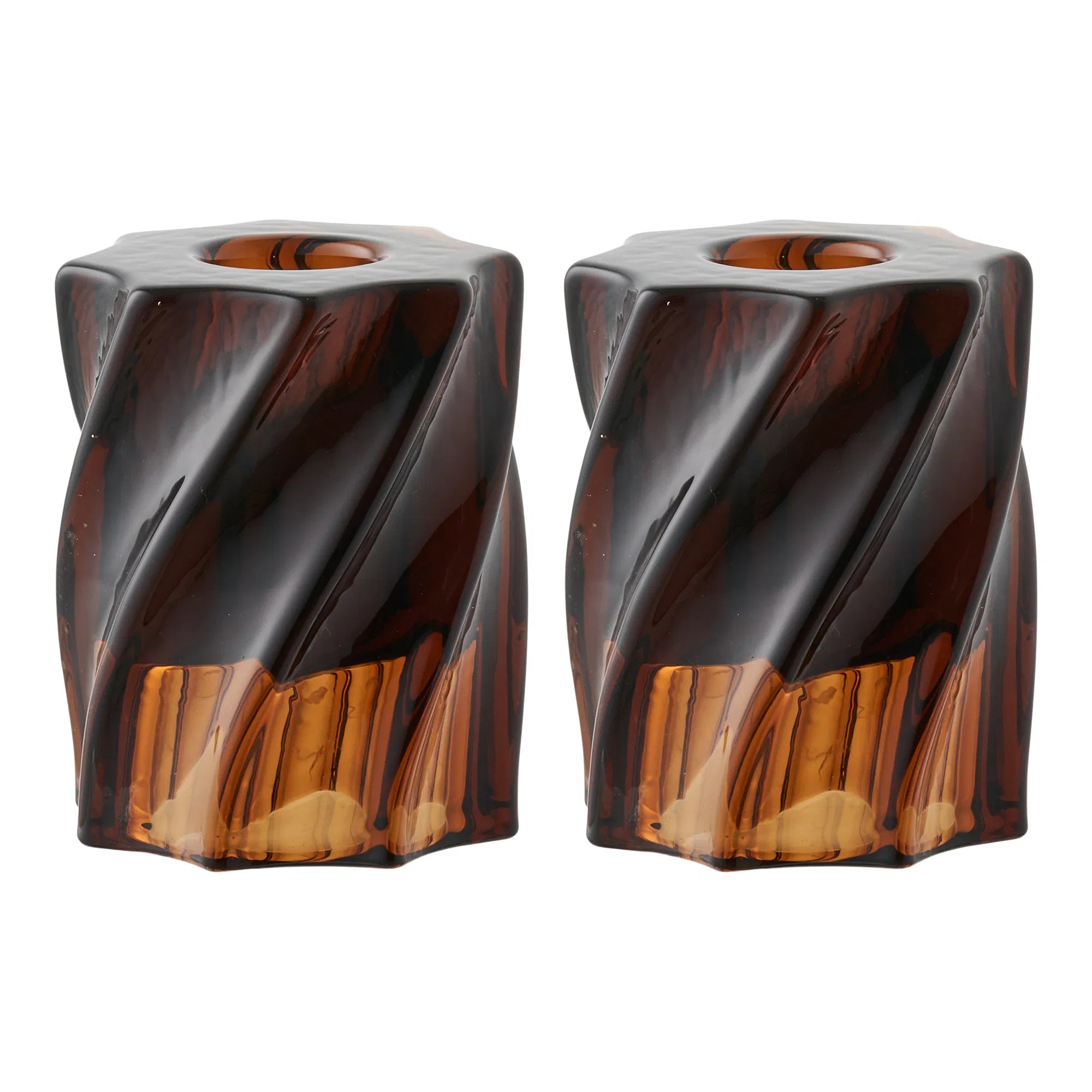 Ensemble de porte-bougies « Smokaro » – Verre en brun fumé (lot de 2)