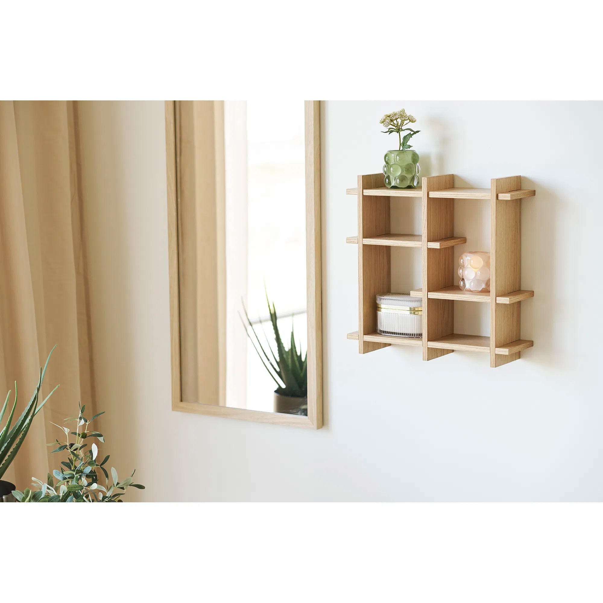 Ensemble de porte-bougies « Bolla Duo » – Verre en Beige & Vert (lot de 2)