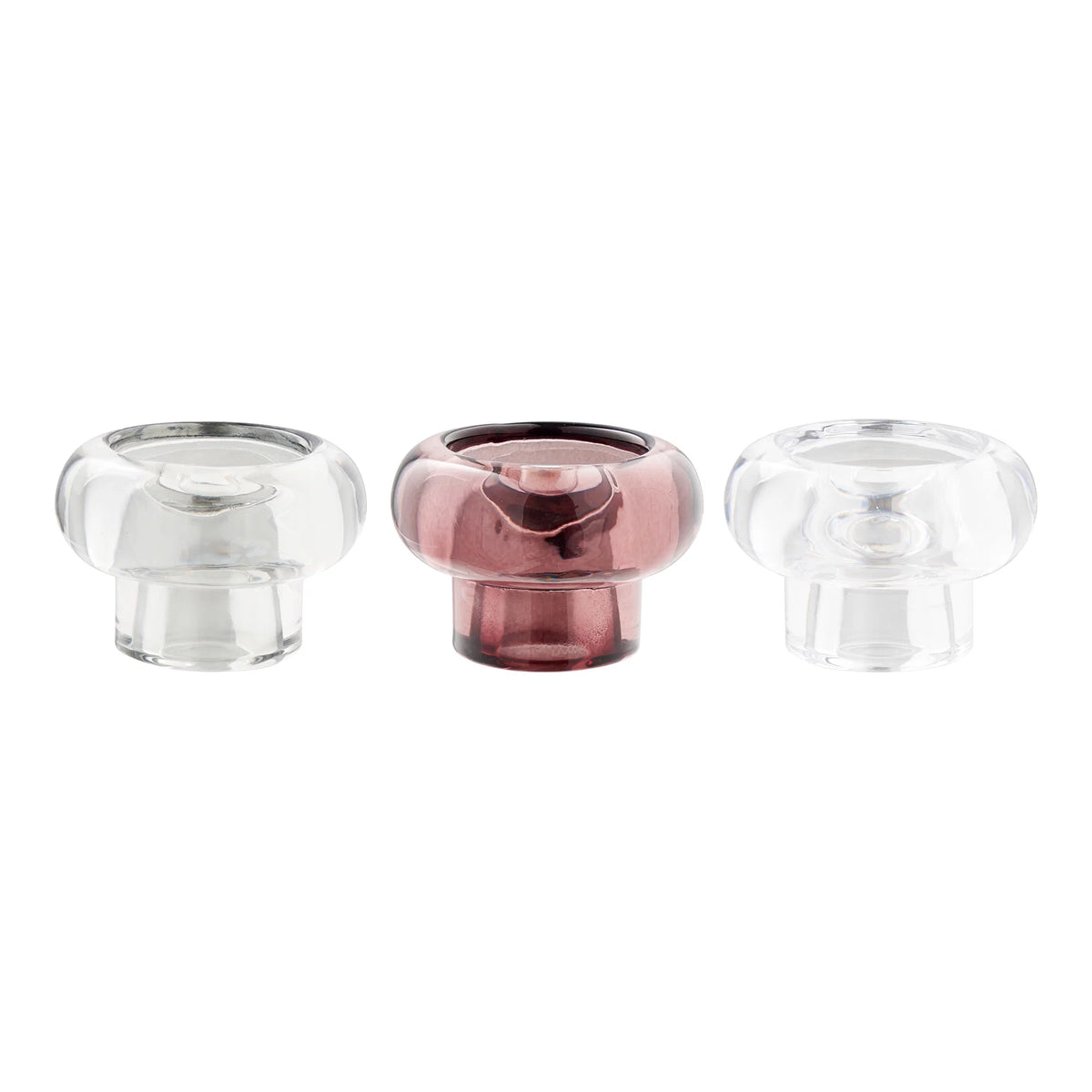 Lot de 3 bougeoirs Glossy - en 3 couleurs en verre