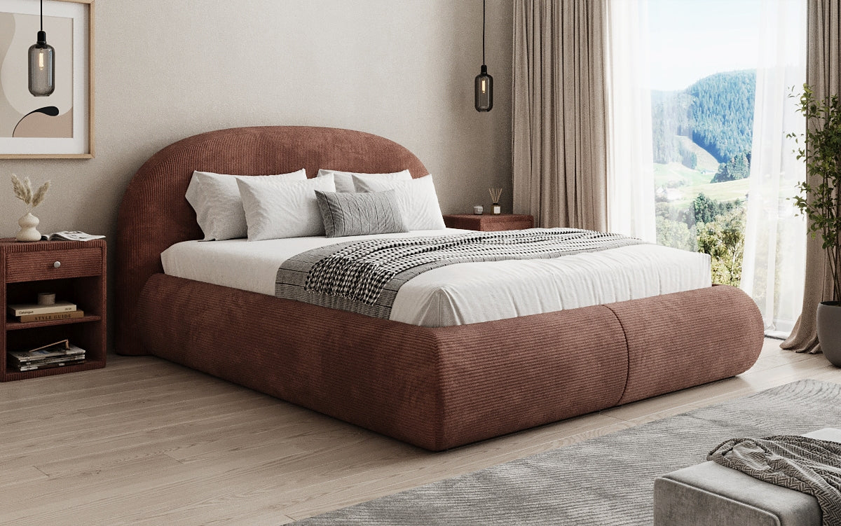 Lit rembourré design Loop en Côtelé avec rangement