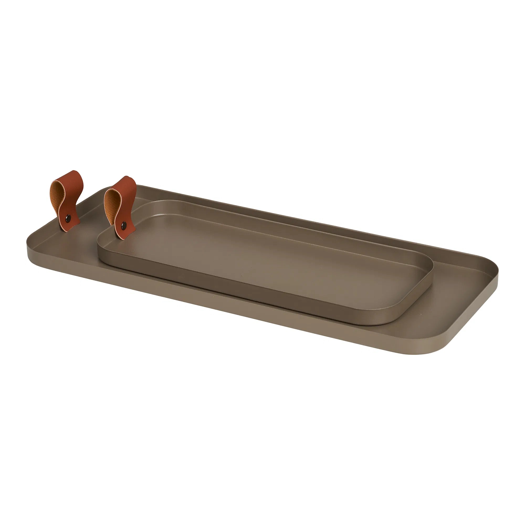 Ensemble de plateaux « Arden » – acier en Marron, lot de 2